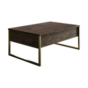 Masuta cafea Luxe, nuc/auriu, PAL/metal, 90x60x40 cm