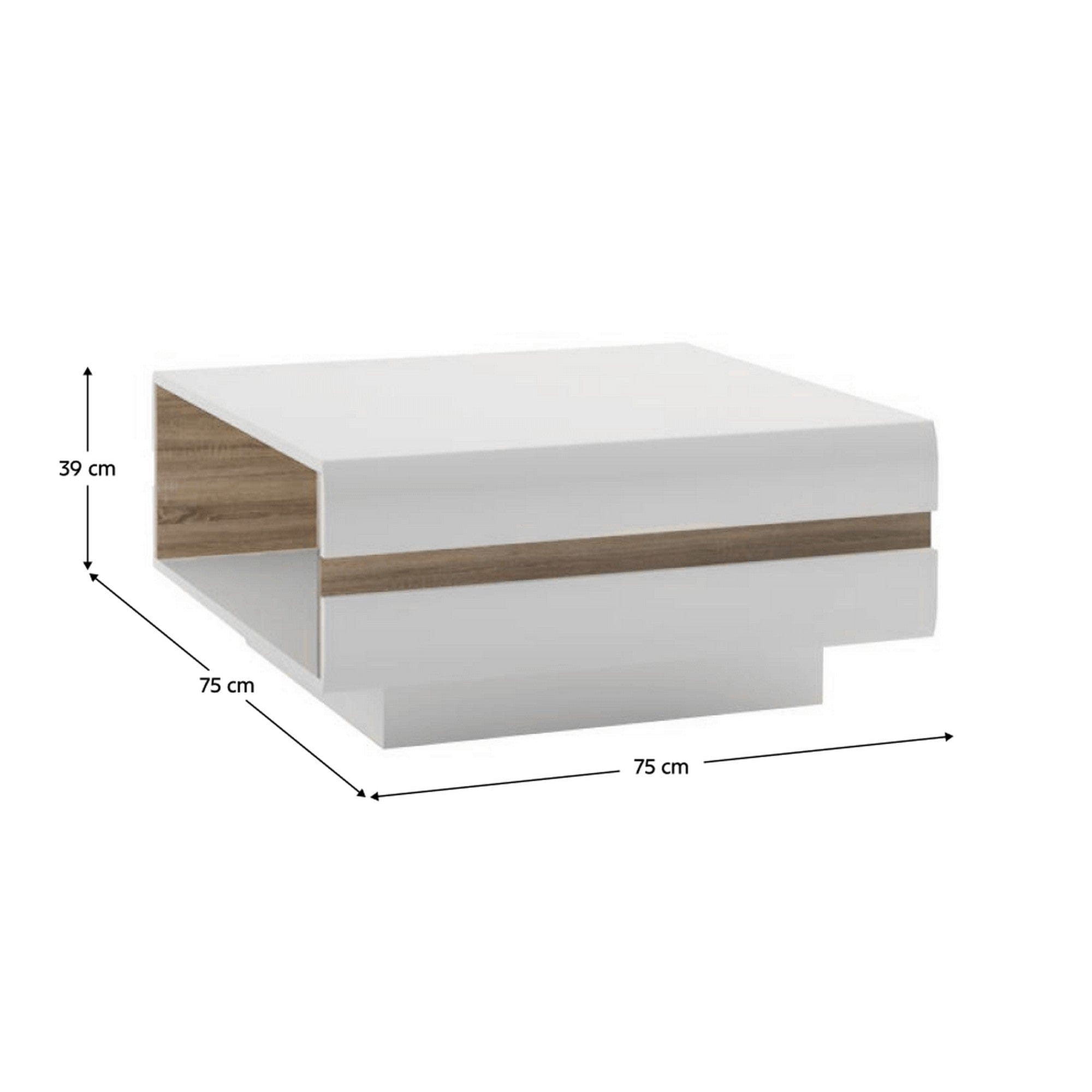 Masuta cafea LYNATET TYP 71, alb/stejar sonoma, PAL melaminat, 75x75x39 cm