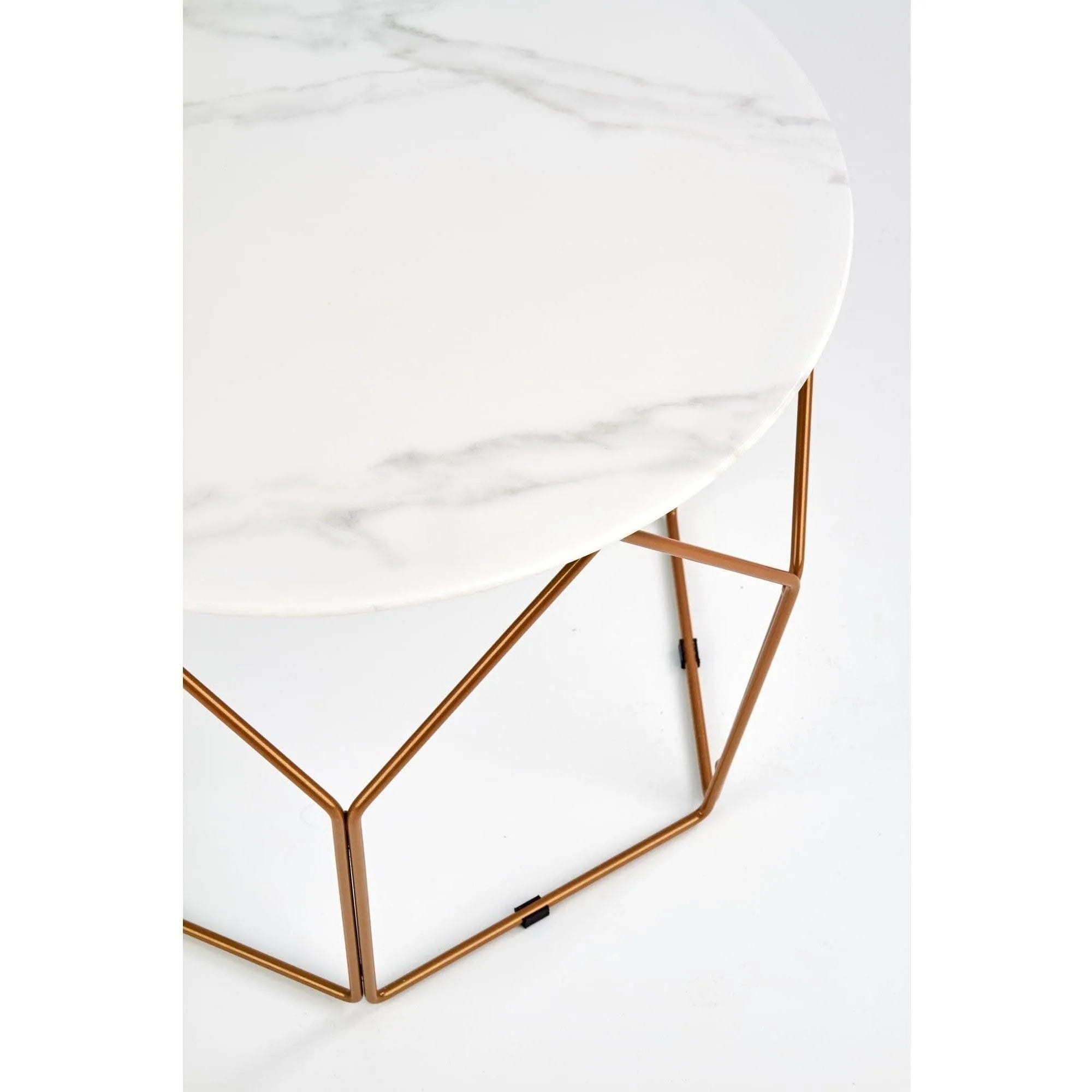 Masuta cafea MADISON, alb cu efect de marmura/auriu, sticla/otel, 60x60x45 cm
