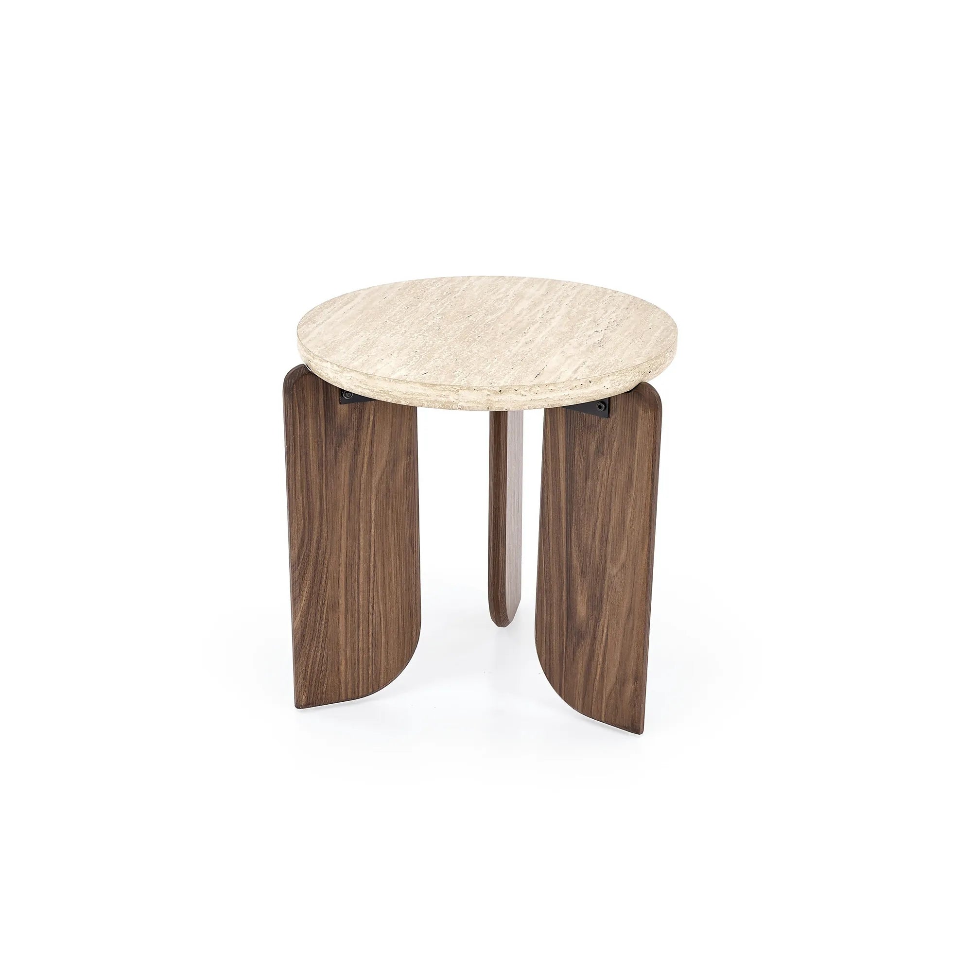 Masuta cafea MAMBO S, travertin/nuc, 50x51 cm