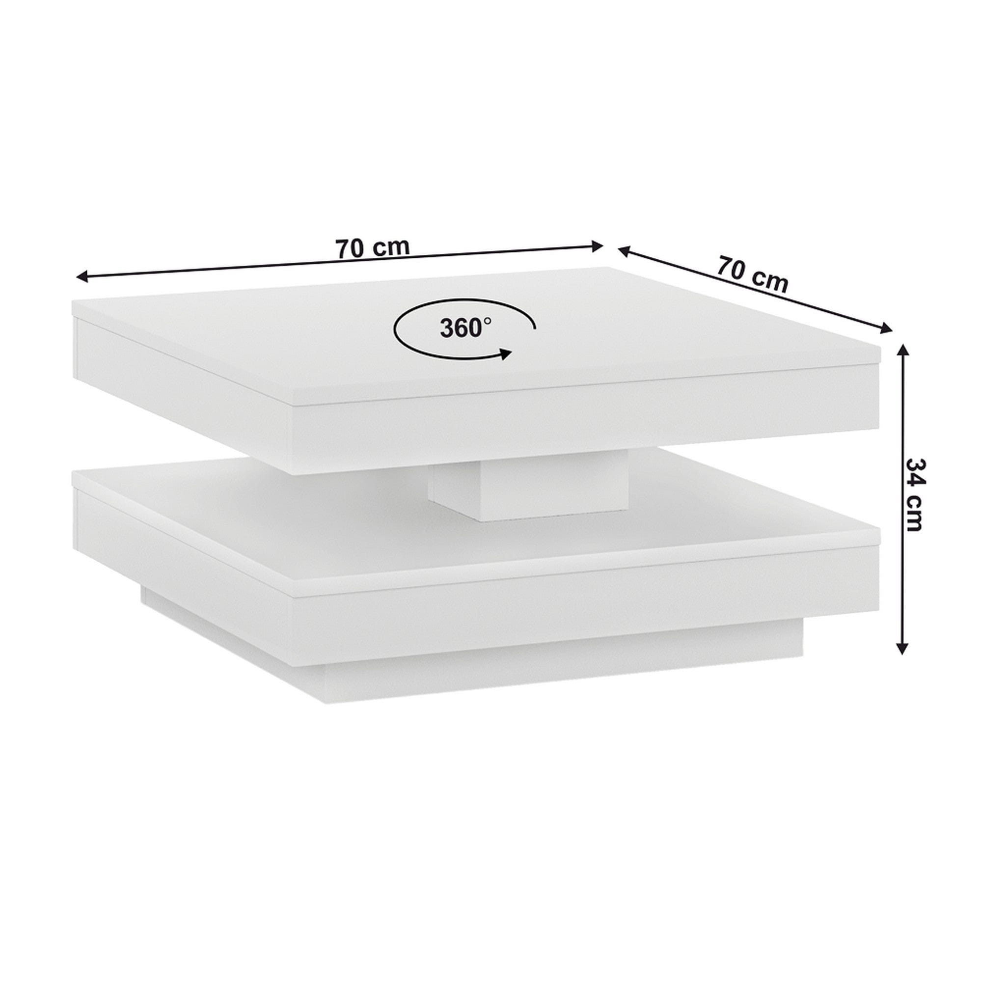 Masuta cafea MANDY, alb, 70x70x34 cm