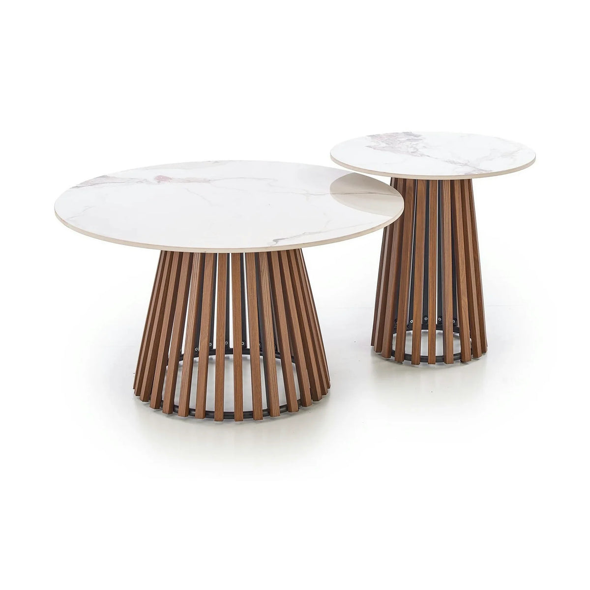 Masuta cafea MDF CARINA, bej cu efect de marmura/nuc, 80x46 cm