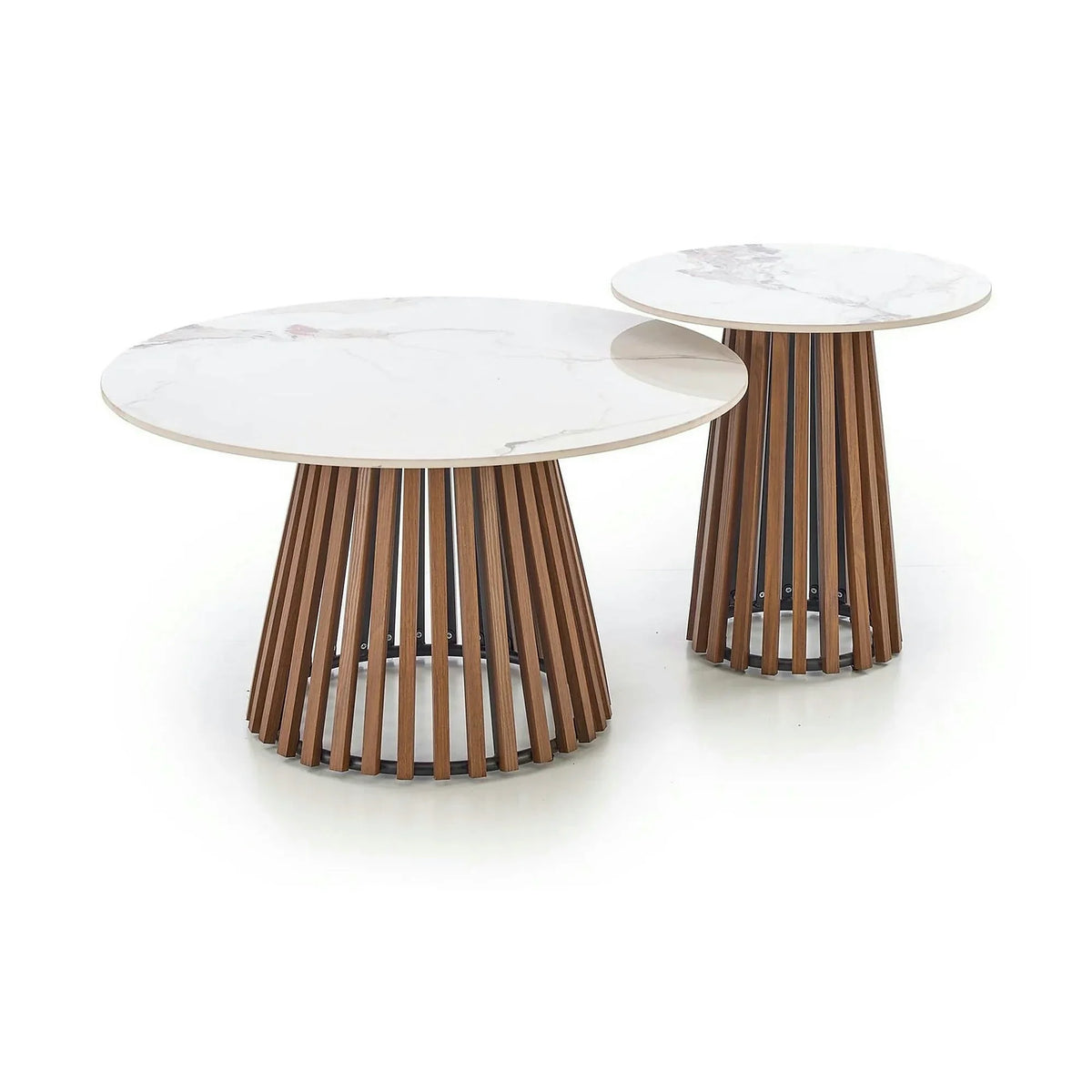 Masuta cafea MDF CARINA, bej cu efect de marmura/nuc, 80x46 cm