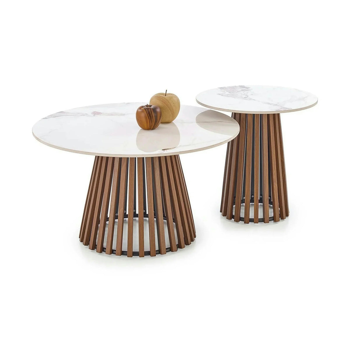 Masuta cafea MDF CARINA, bej cu efect de marmura/nuc, 80x46 cm