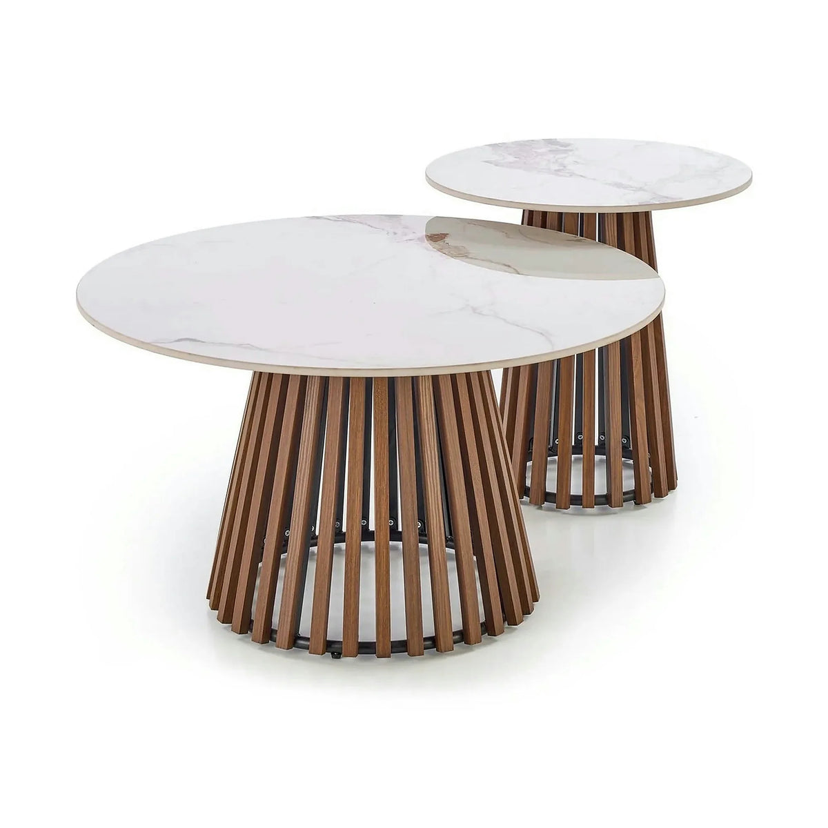 Masuta cafea MDF CARINA, bej cu efect de marmura/nuc, 80x46 cm
