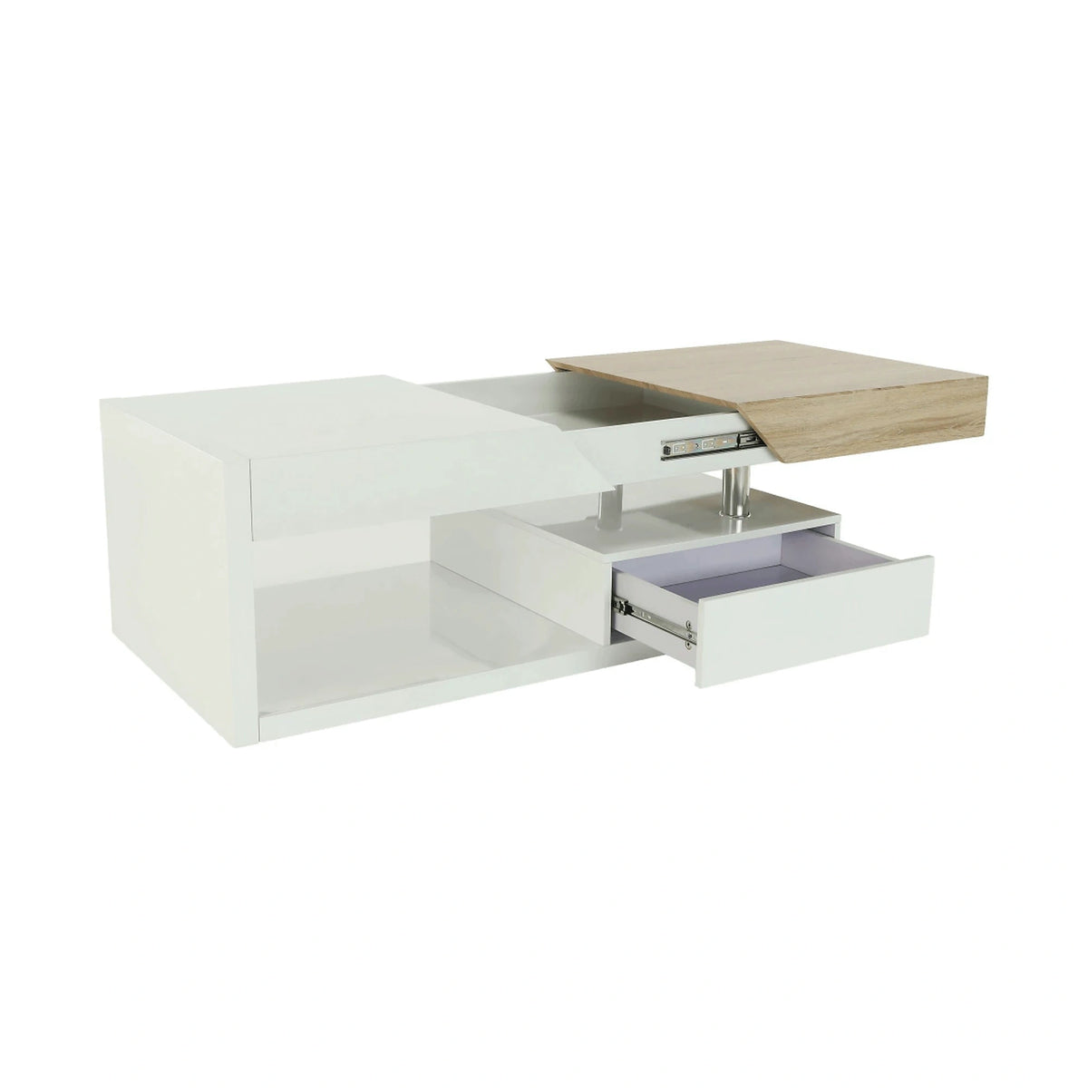 Masuta cafea MELIDA, alb/stejar sonoma, 120x60x43 cm