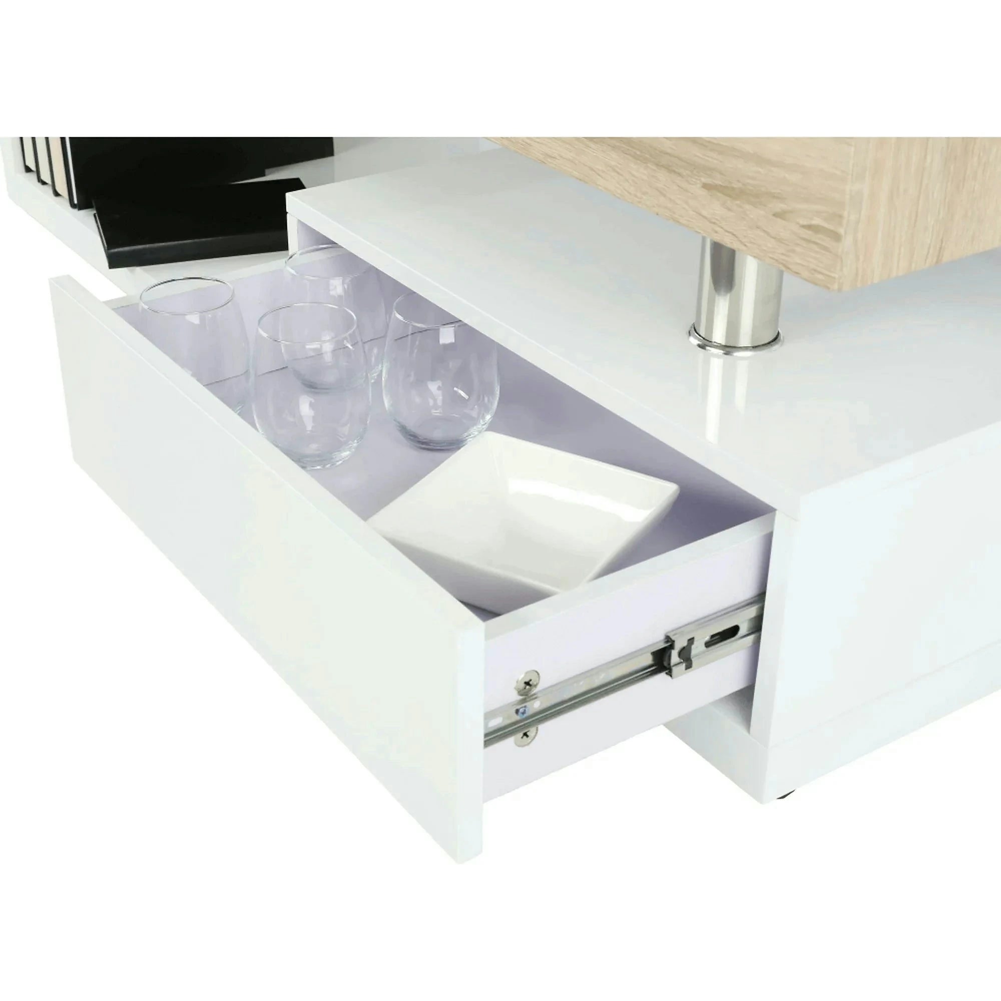 Masuta cafea MELIDA, alb/stejar sonoma, 120x60x43 cm