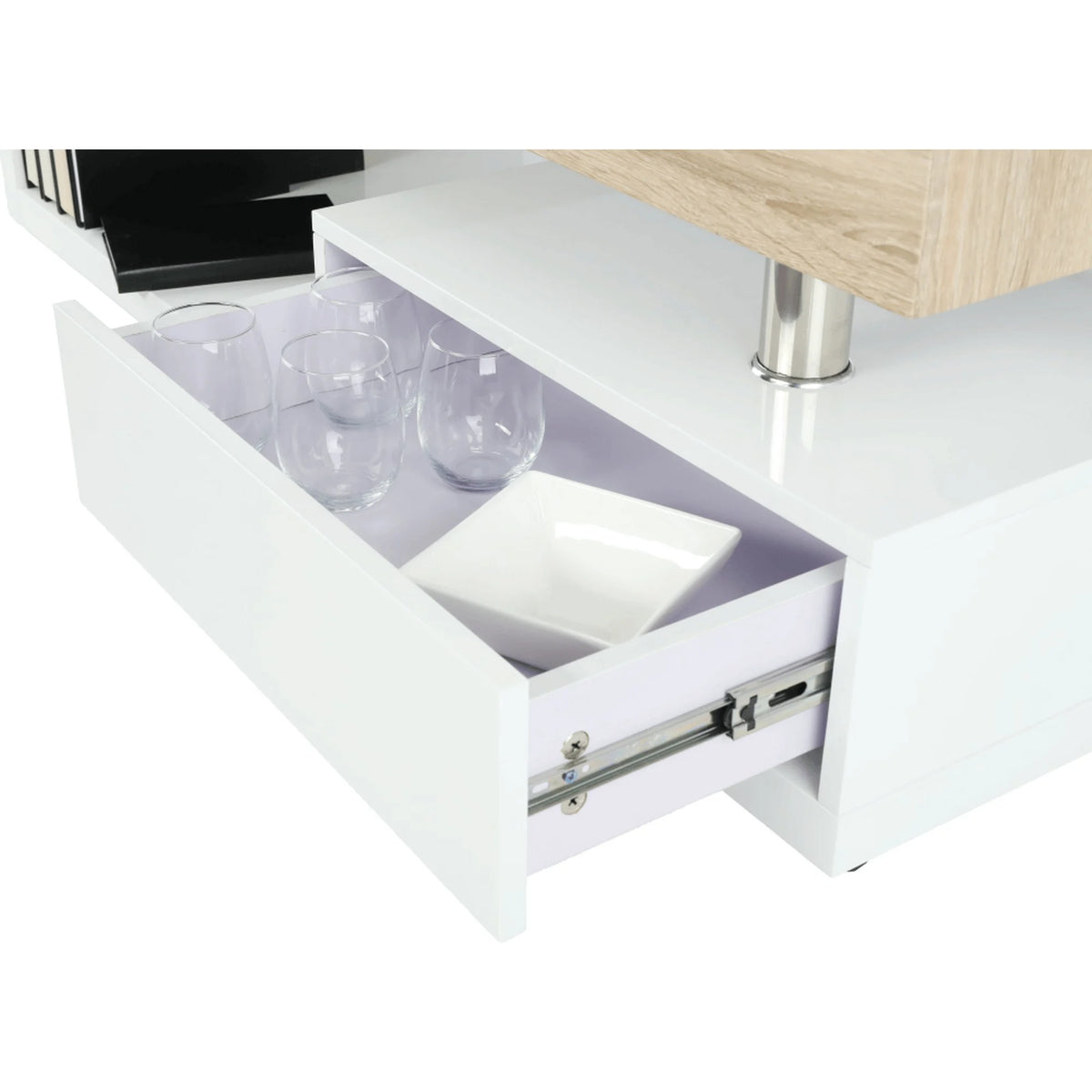 Masuta cafea MELIDA, alb/stejar sonoma, 120x60x43 cm