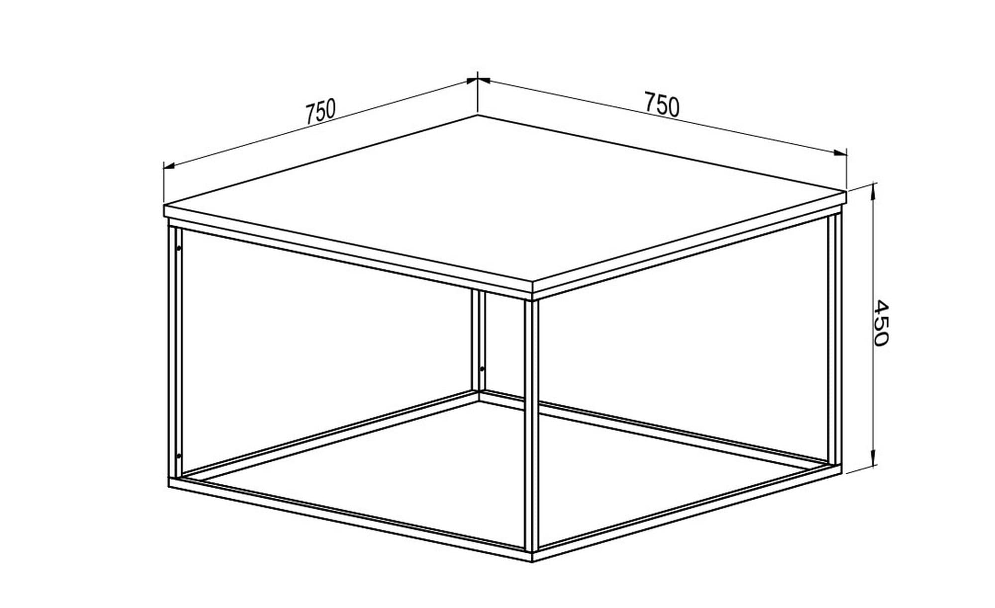 Masuta cafea MIDLAKE, stejar/negru, PAL melaminat/metal, 75x75x45 cm