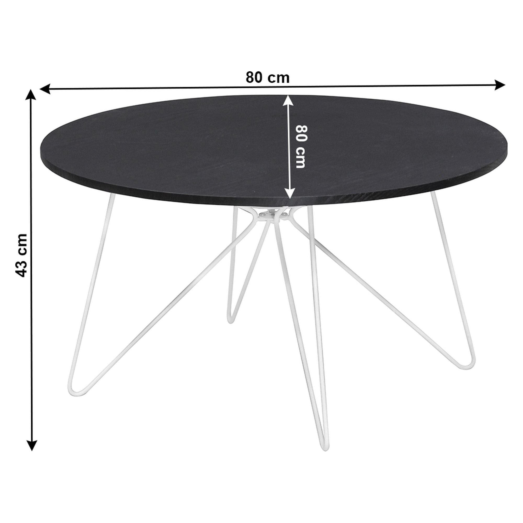 Masuta cafea MIKEL, negru/alb, metal, 80x80x43 cm