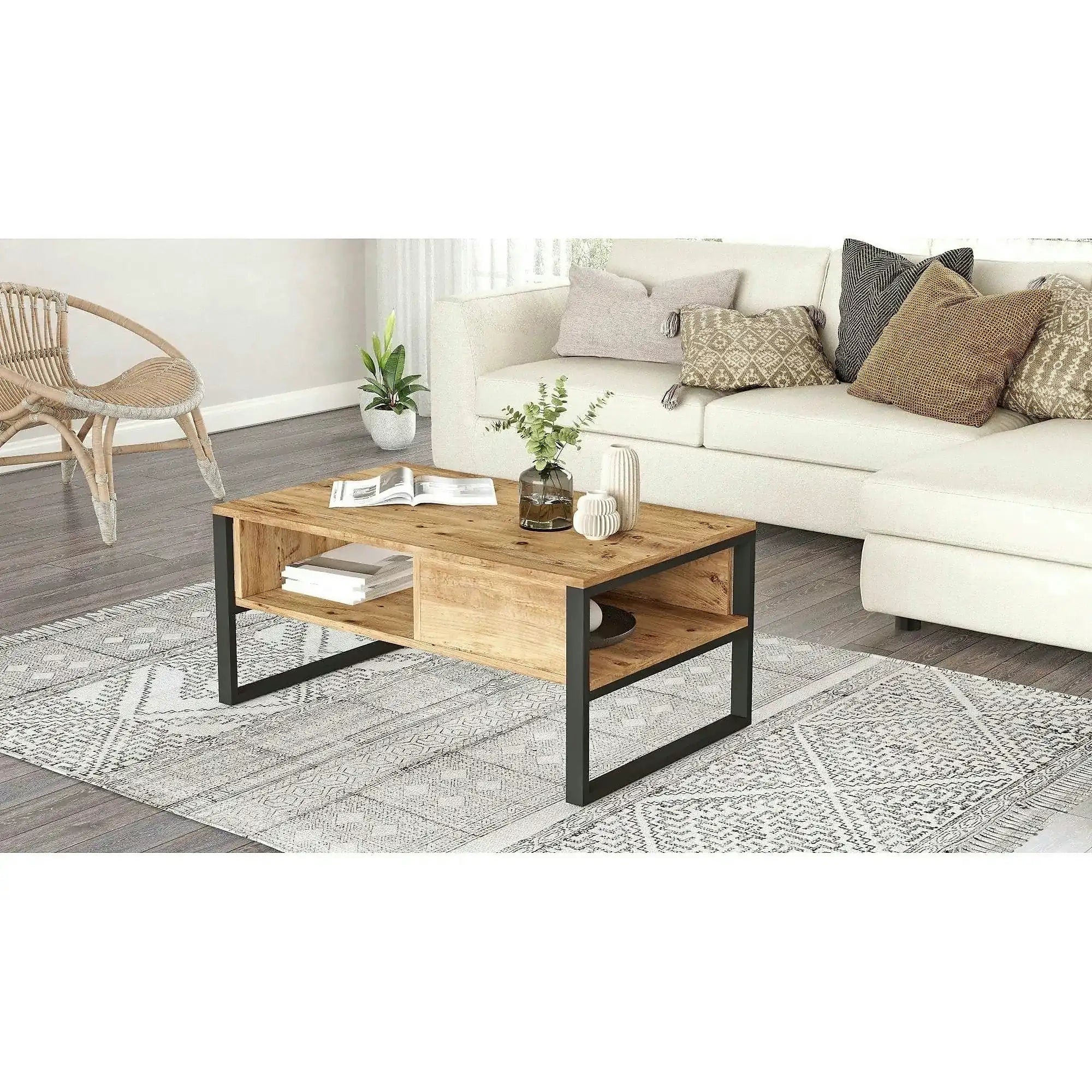 Masuta cafea ML34-A, stejar, PAL, 100x60x44 cm