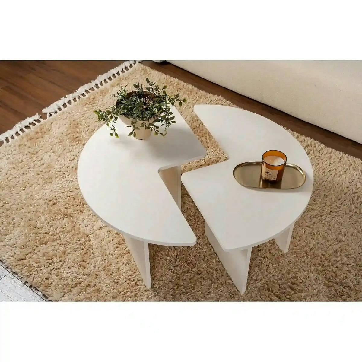 Masuta cafea MOIRA, alb, PAL, 90x90x41 cm