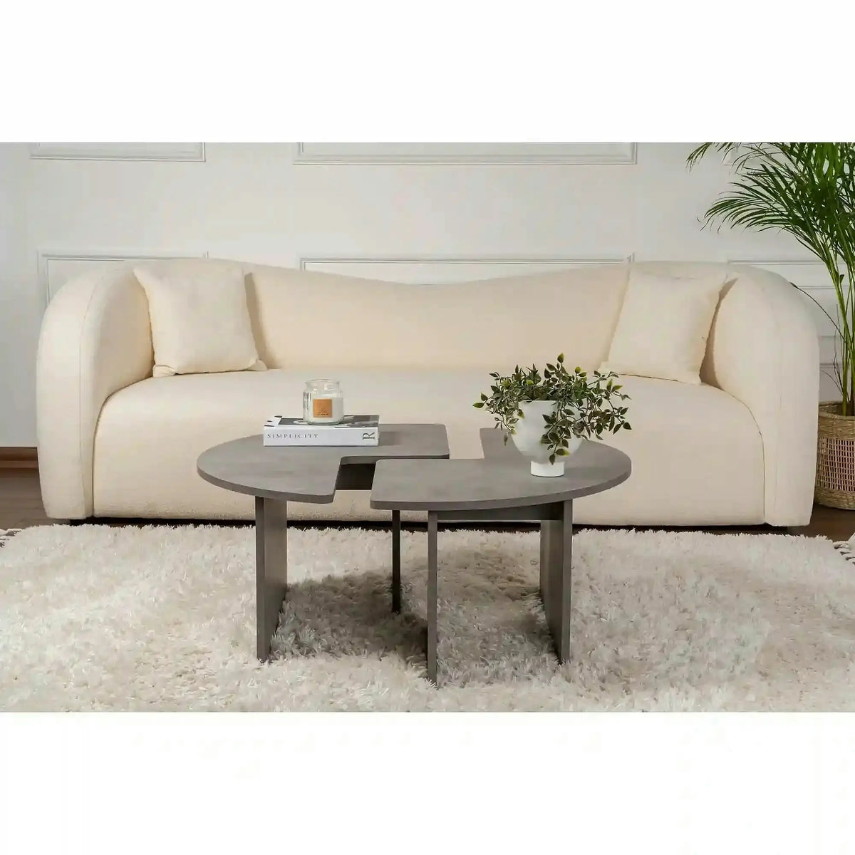 Masuta cafea MOIRA, gri beton, PAL, 90x90x41 cm