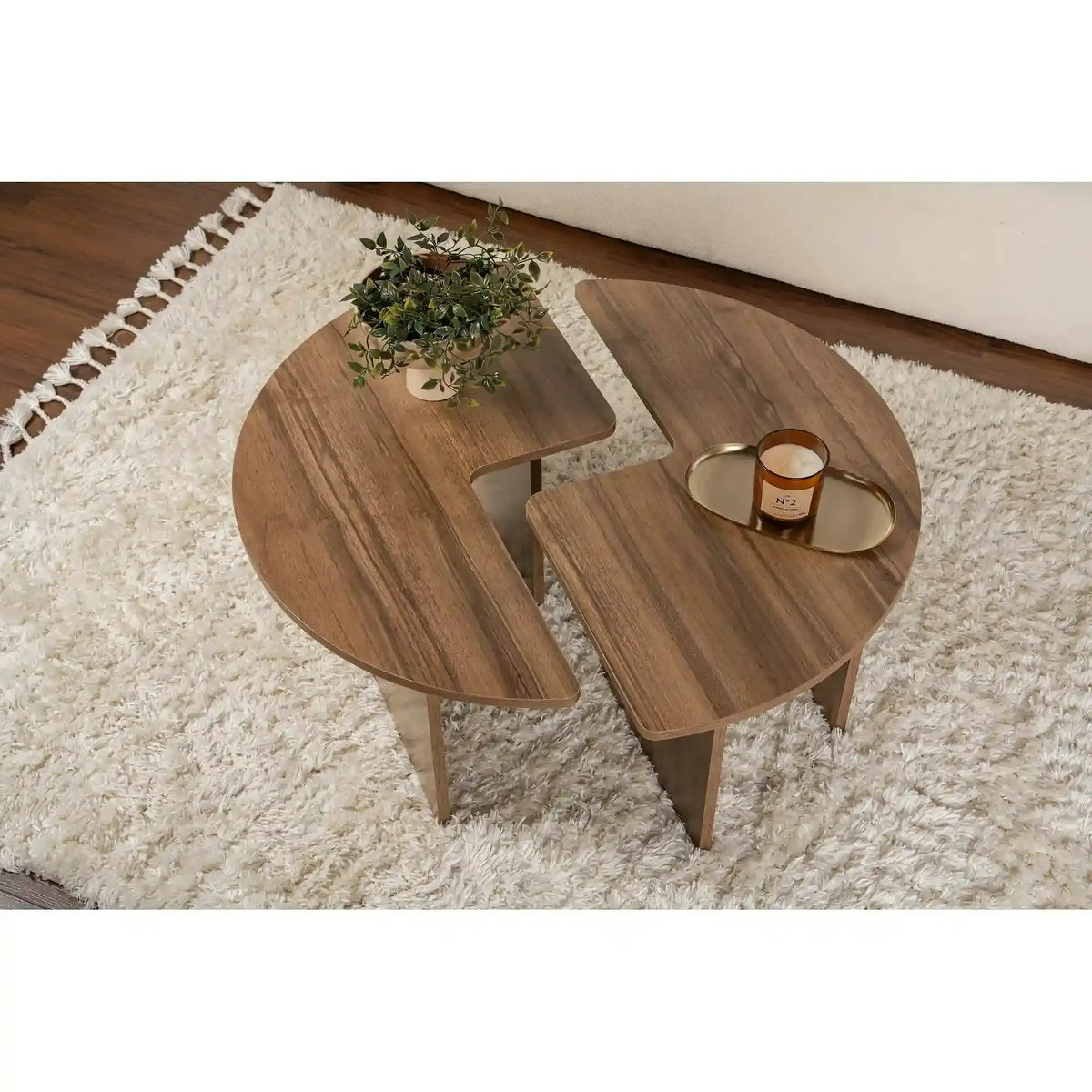 Masuta cafea MOIRA, nuc, PAL, 90x90x41 cm