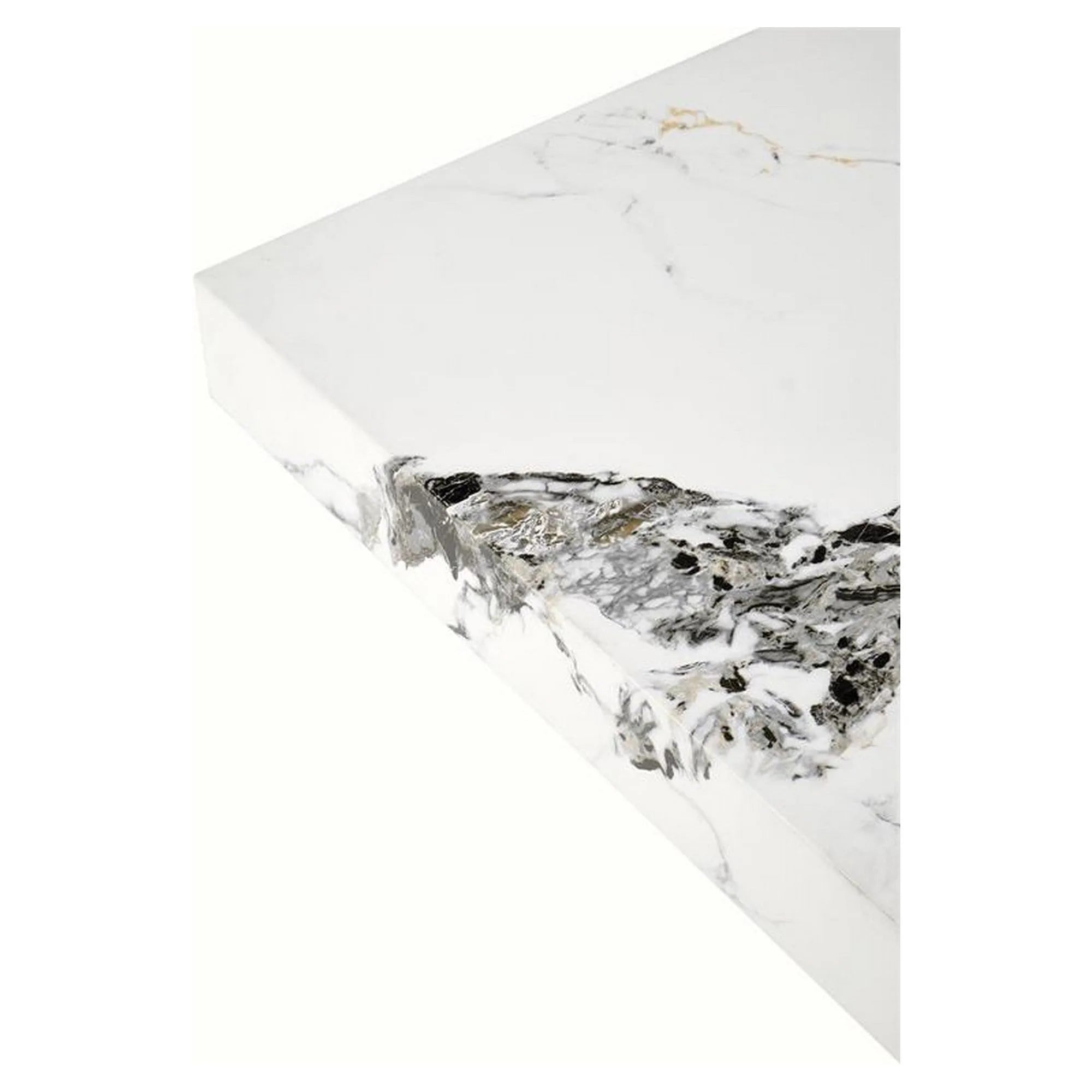 Masuta cafea MONOLIT, alb cu efect de marmura, 80x80x41 cm