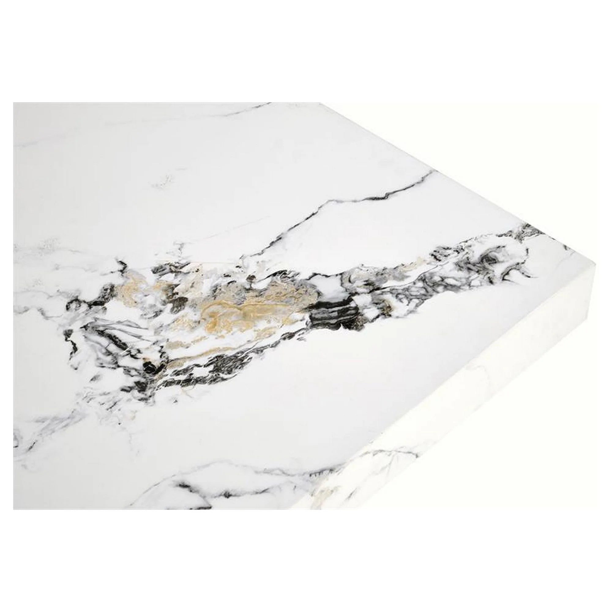 Masuta cafea MONOLIT, alb cu efect de marmura, 80x80x41 cm