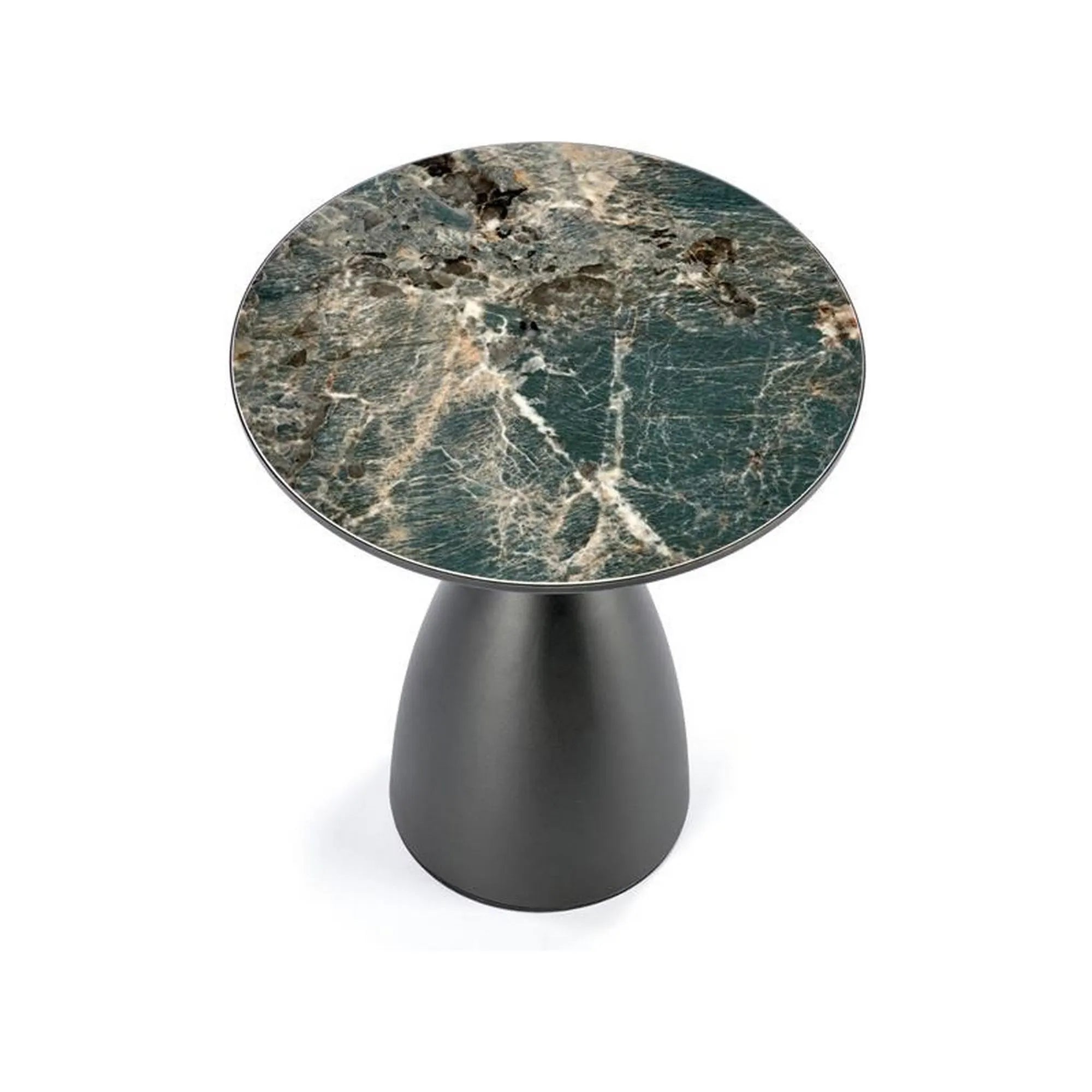 Masuta cafea MORENA, negru/negru cu efect de marmura, ceramica/otel, 50x50x52 cm