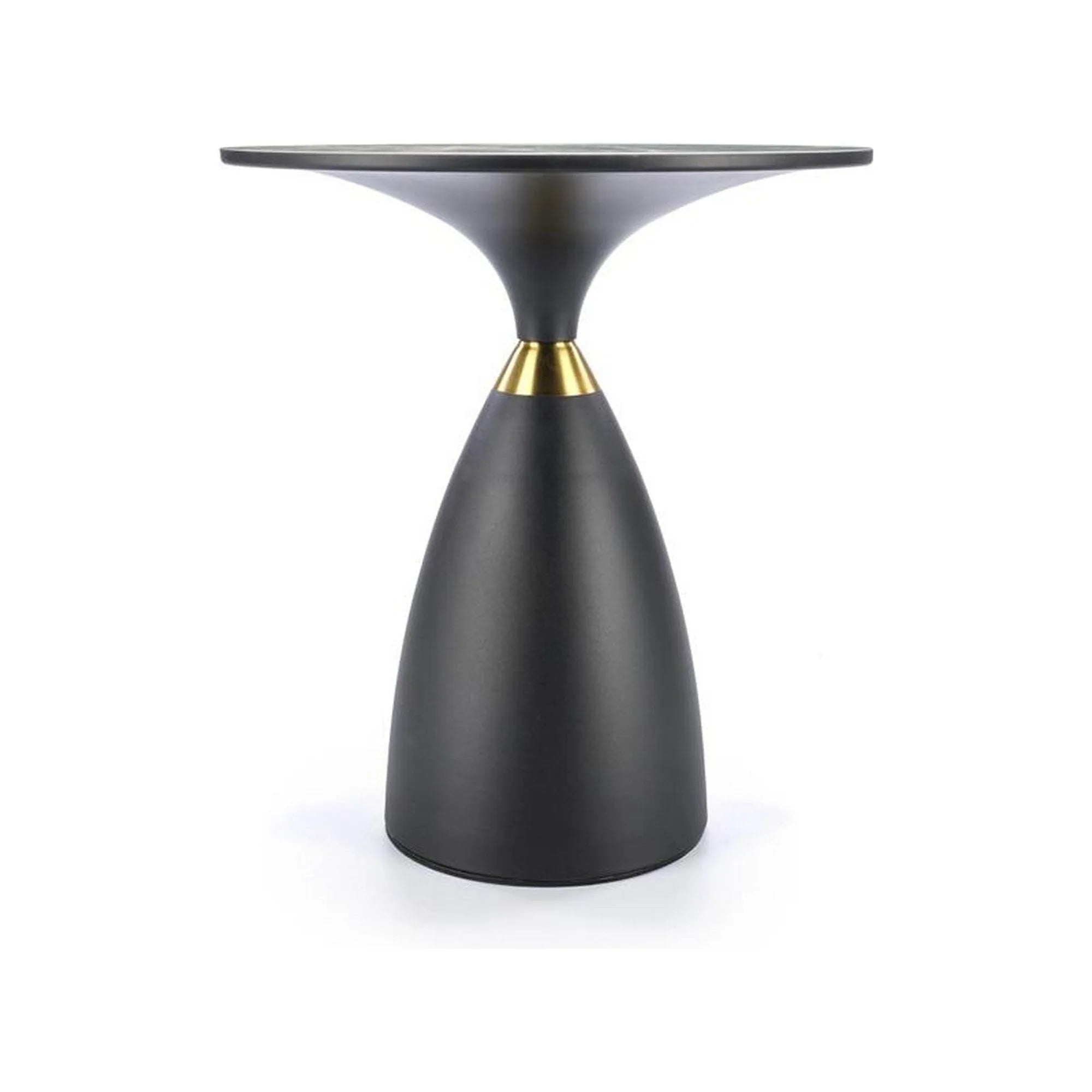 Masuta cafea MORENA, negru/negru cu efect de marmura, ceramica/otel, 50x50x52 cm