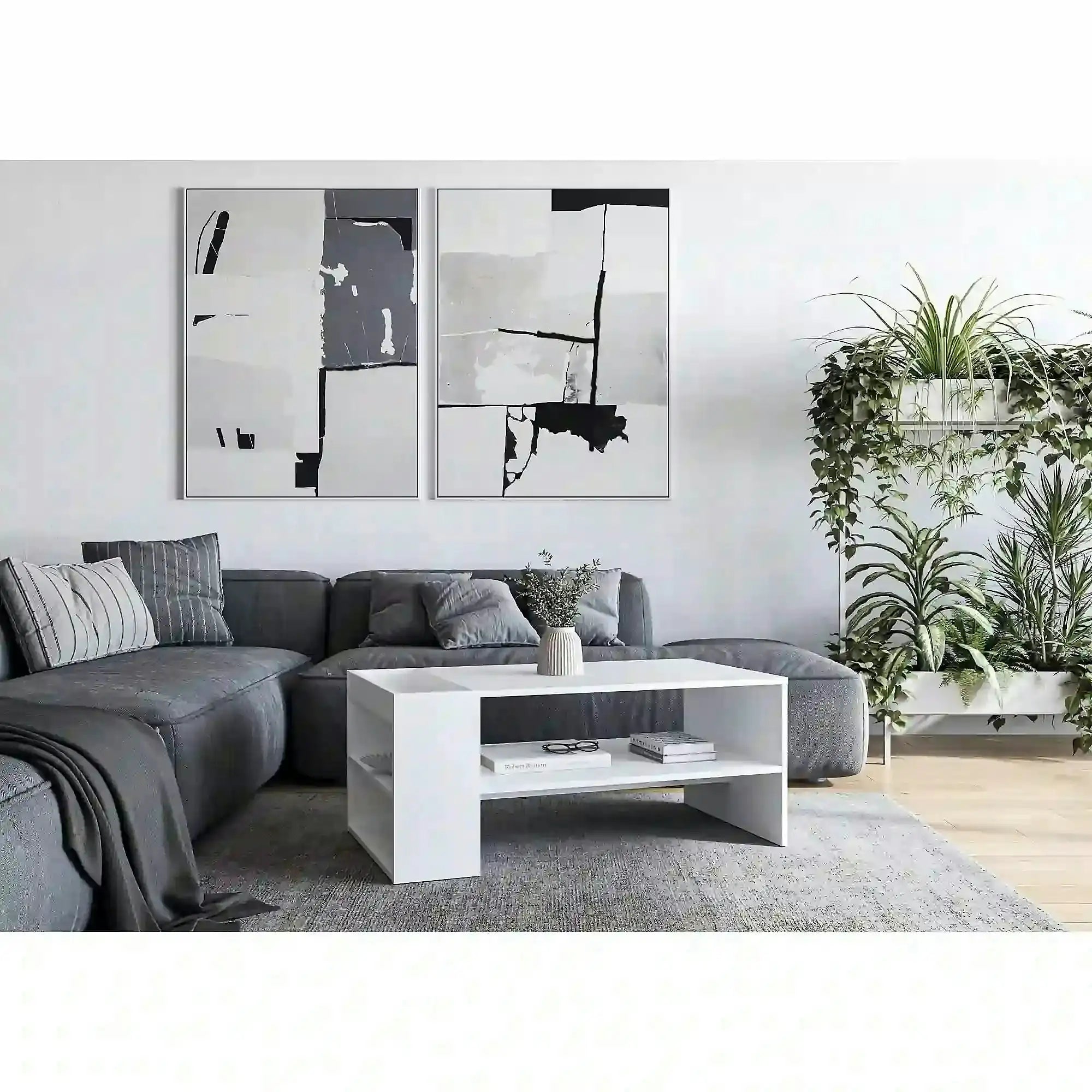 Masuta cafea MURCIA, alb, PAL laminat, 100x55x42 cm