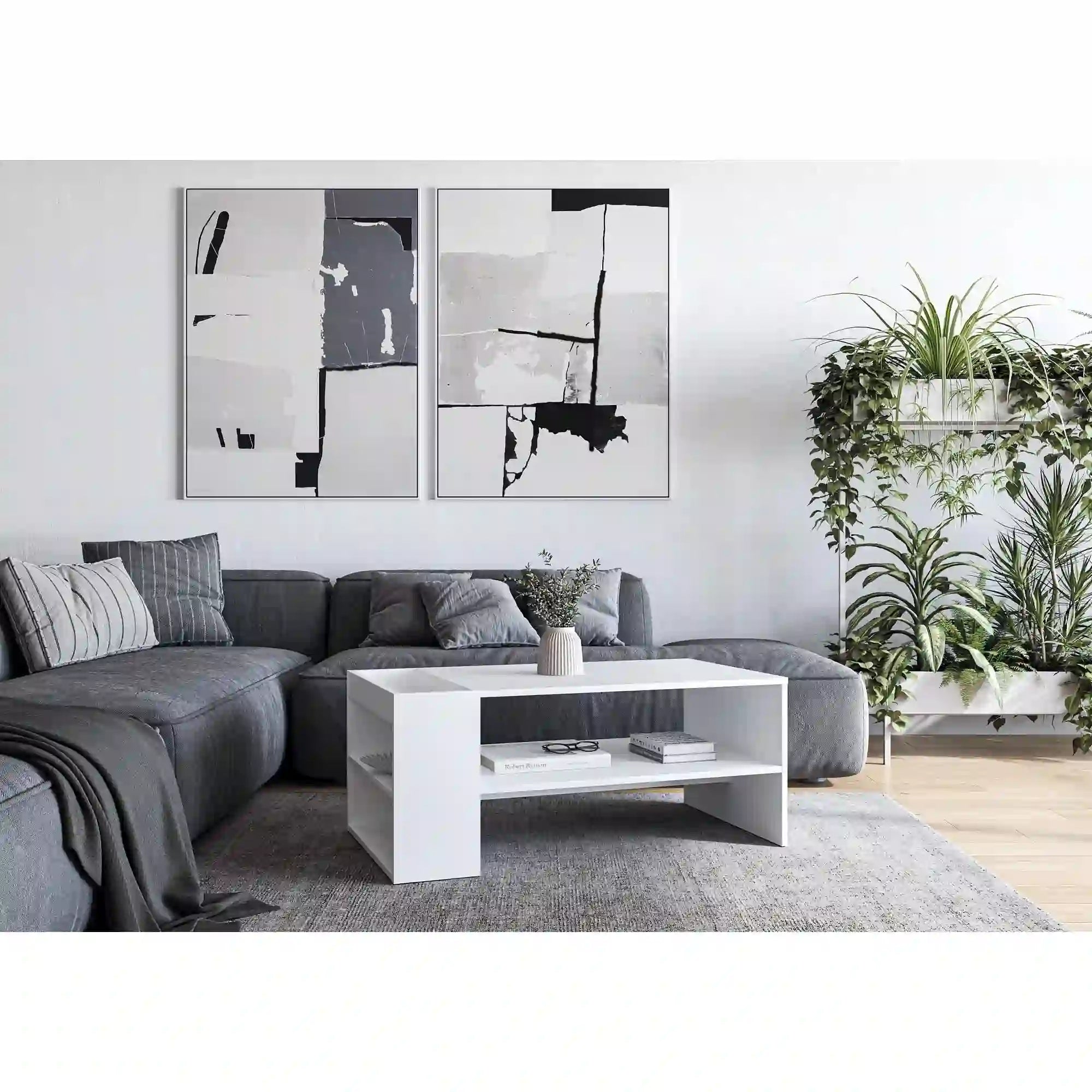 Masuta cafea MURCIA, alb, PAL laminat, 100x55x42 cm