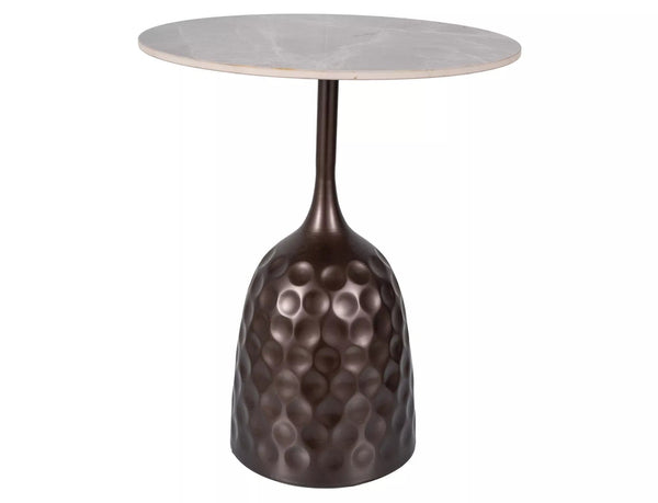 Masuta cafea MUTTI, gri cu imprimeu marmura/bronz antic, ceramica/metal, 50x60 cm