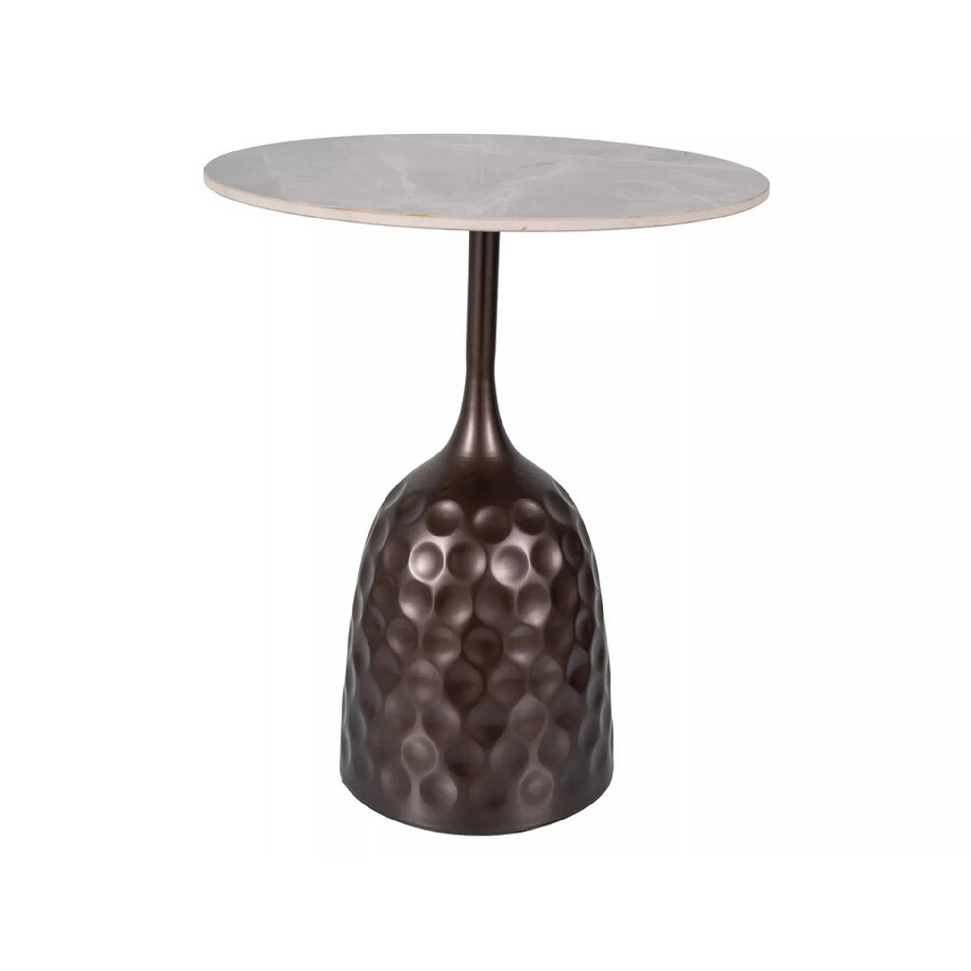 Masuta cafea MUTTI, gri cu imprimeu marmura/bronz antic, ceramica/metal, 50x60 cm