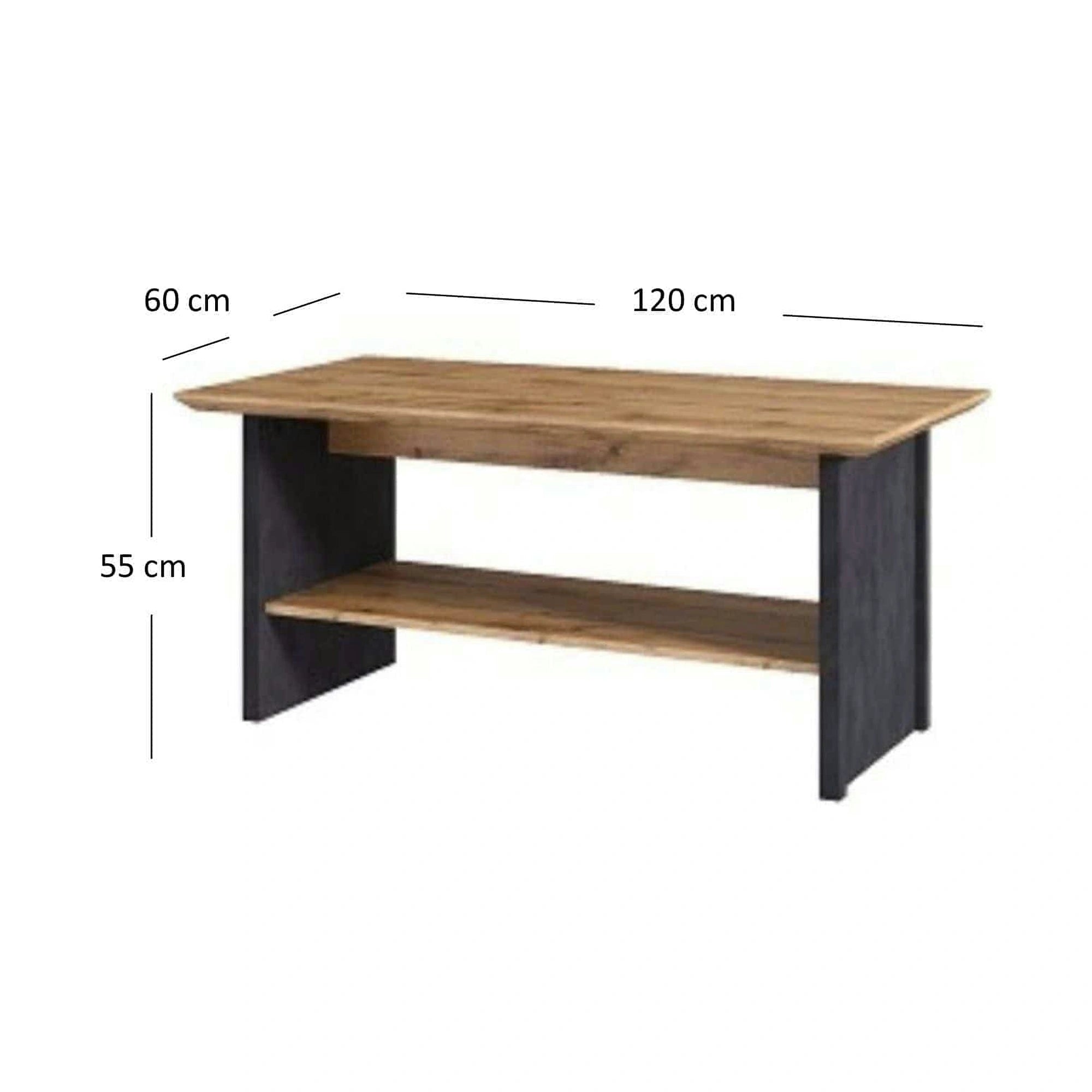 Masuta cafea NICOLE, stejar wotan/gri, PAL, 120x60x55 cm