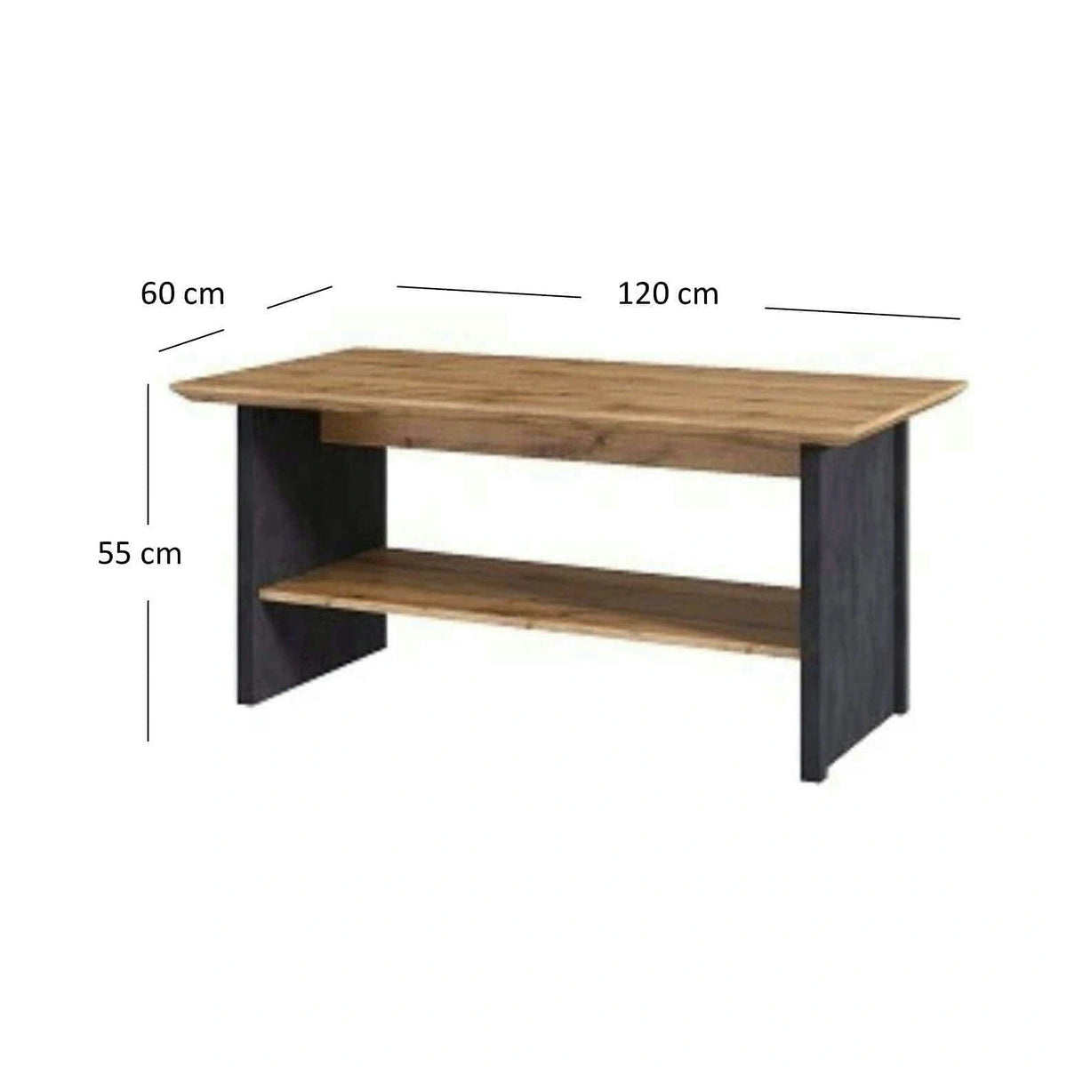 Masuta cafea NICOLE, stejar wotan/gri, PAL, 120x60x55 cm