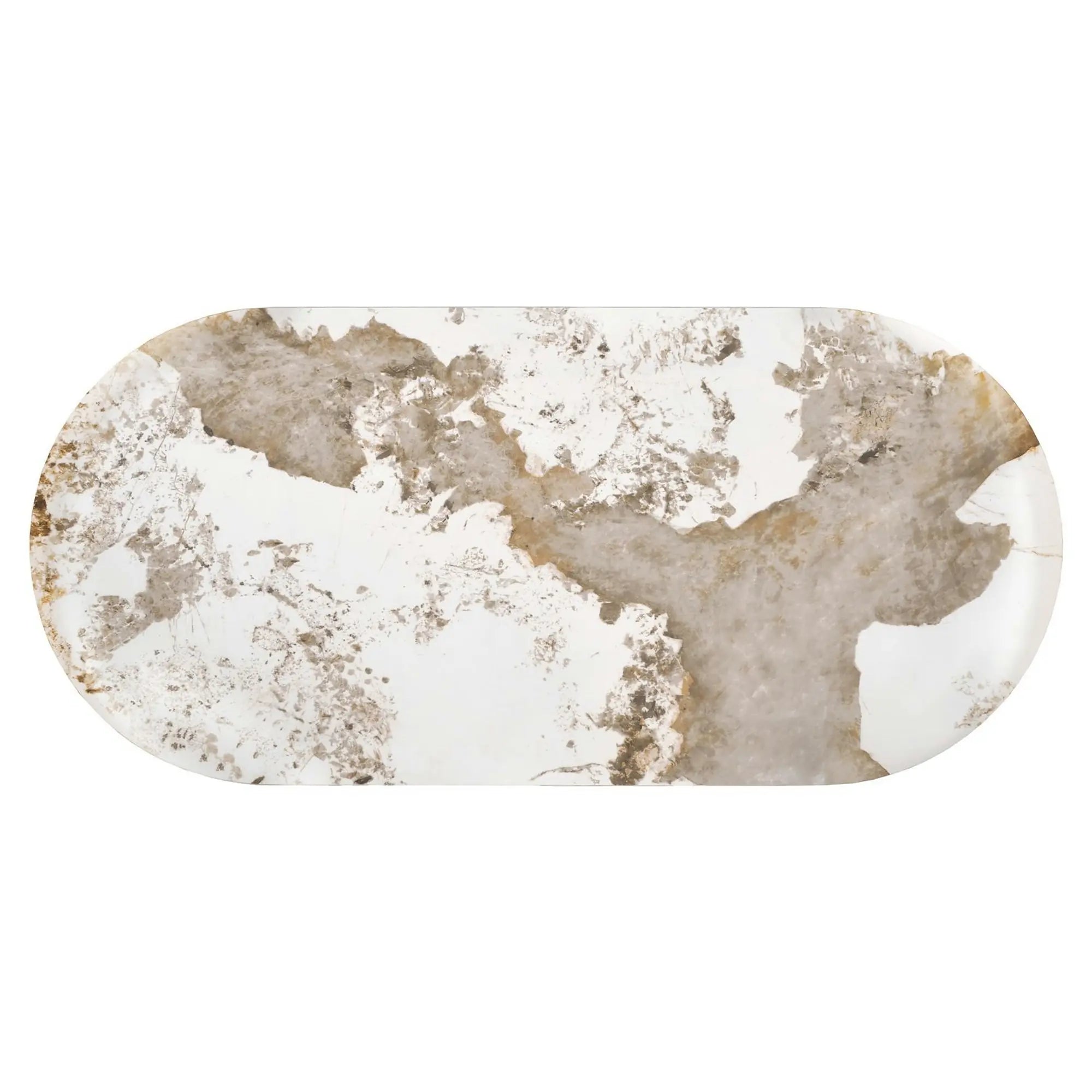 Masuta cafea NICOSIA, bej/nuc, piatra sinterizata, 121x61x45 cm