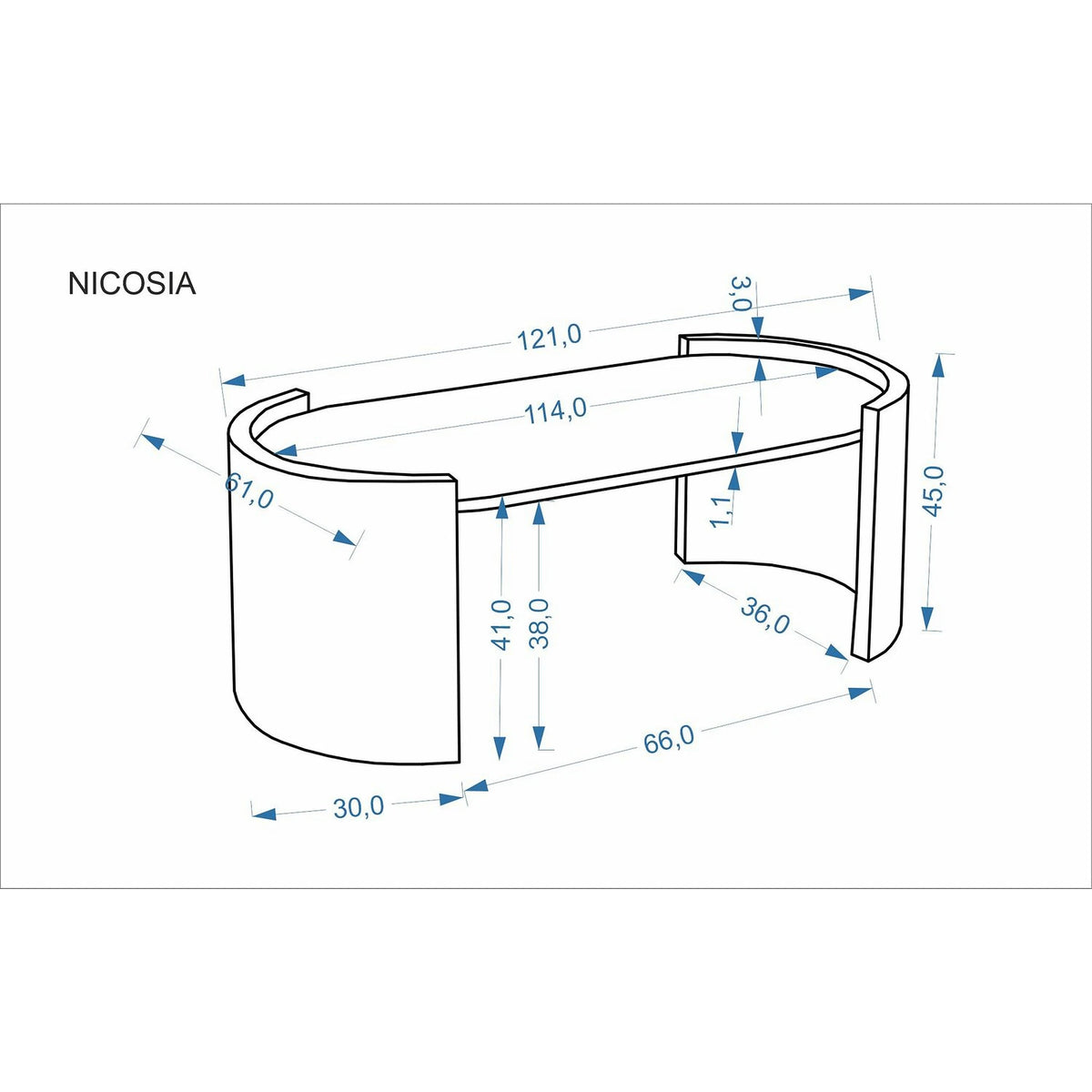 Masuta cafea NICOSIA, bej/nuc, piatra sinterizata, 121x61x45 cm