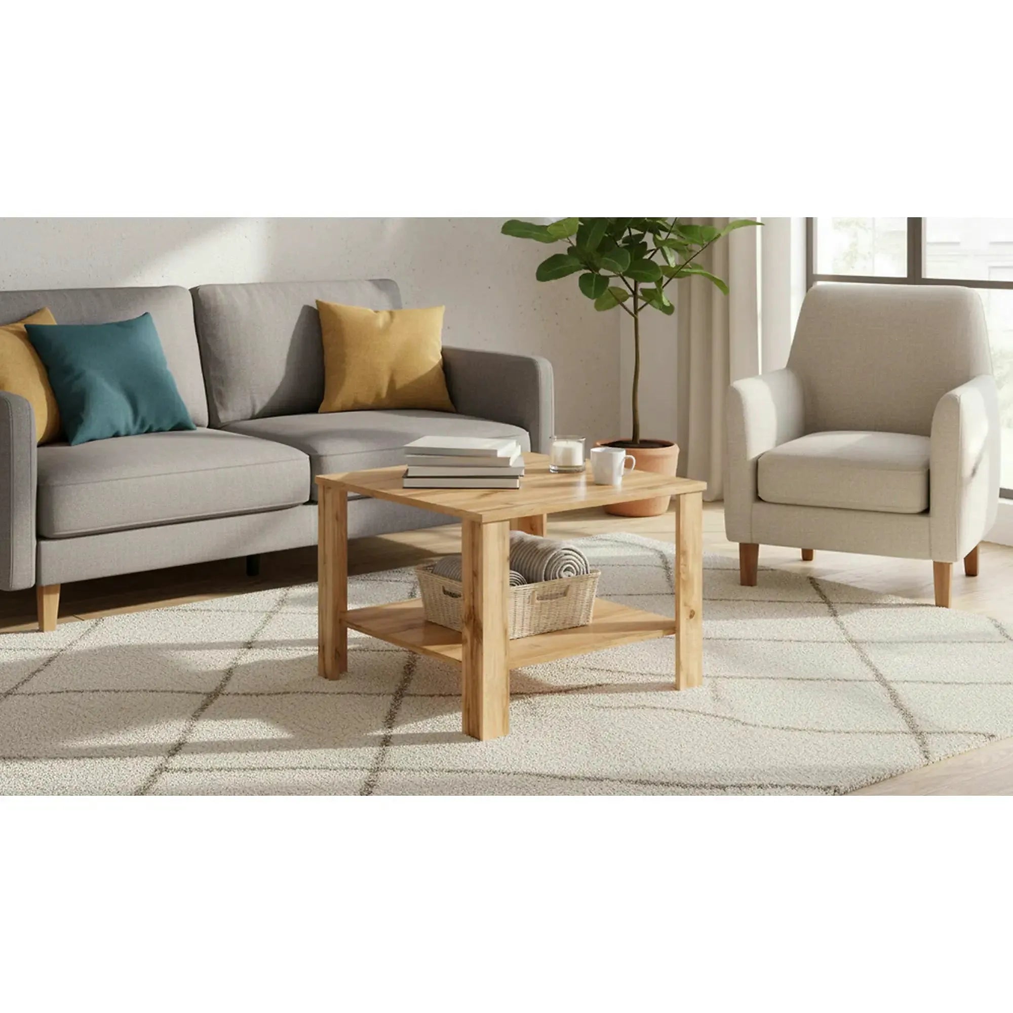 Masuta cafea ODETTE, stejar, PAL, 68x68x48 cm