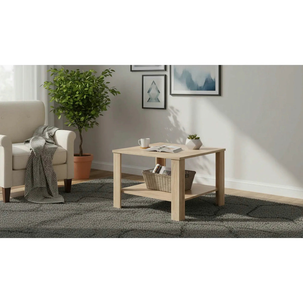 Masuta cafea ODETTE, stejar sonoma, PAL, 68x68x48 cm