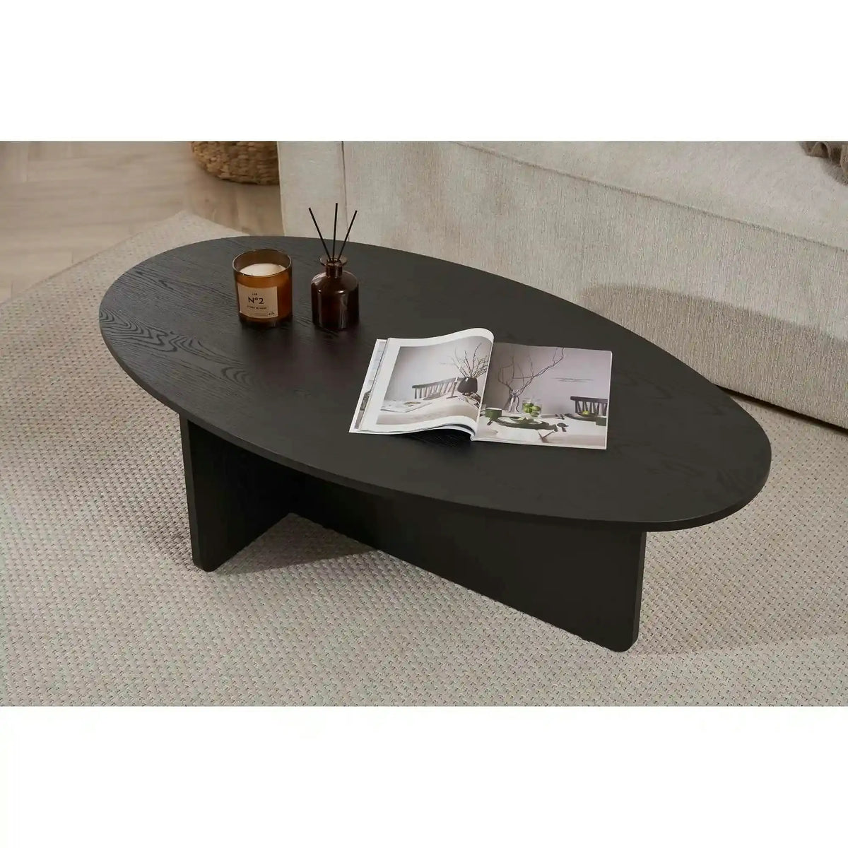 Masuta cafea ORBA, negru, PAL, 120x65x40 cm
