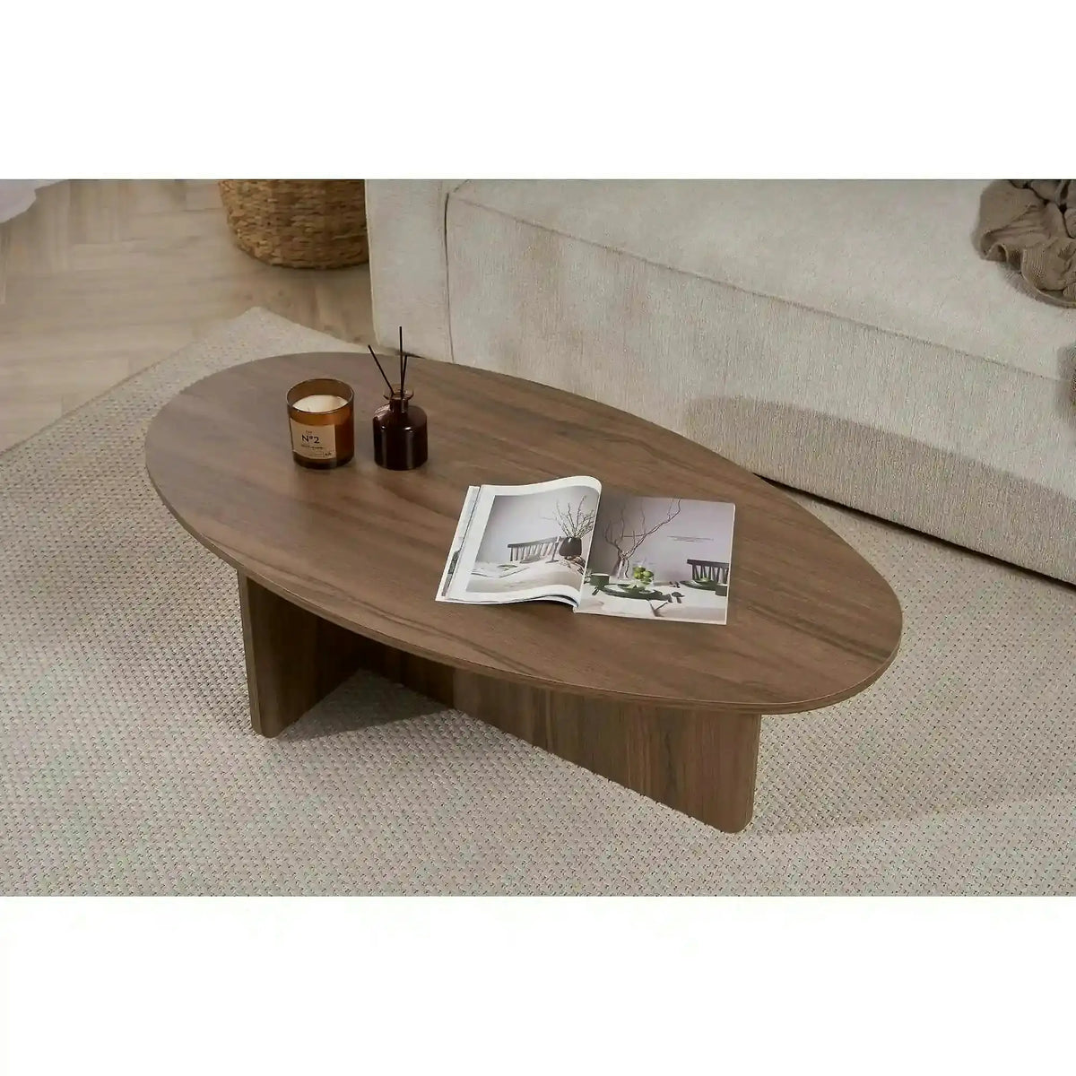 Masuta cafea ORBA, nuc, PAL, 120x65x40 cm