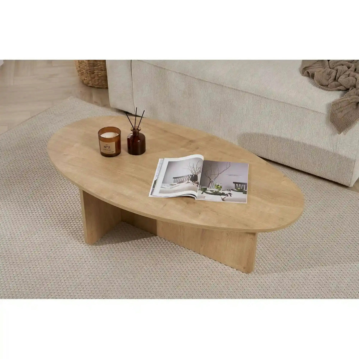 Masuta cafea ORBA, stejar, PAL, 120x65x40 cm