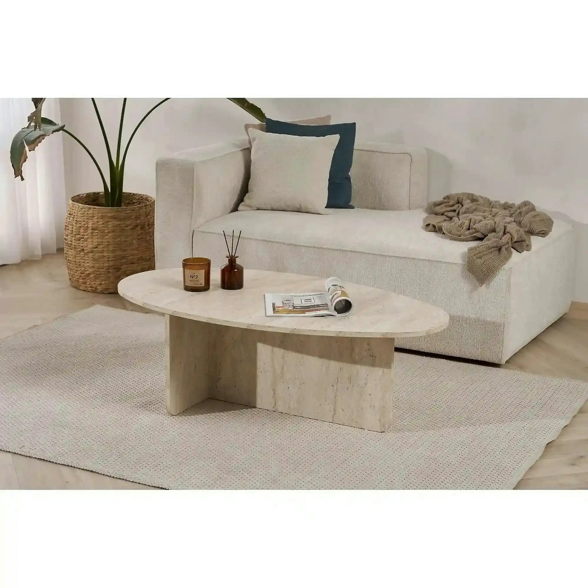 Masuta cafea ORBA, travertin, PAL, 120x65x40 cm