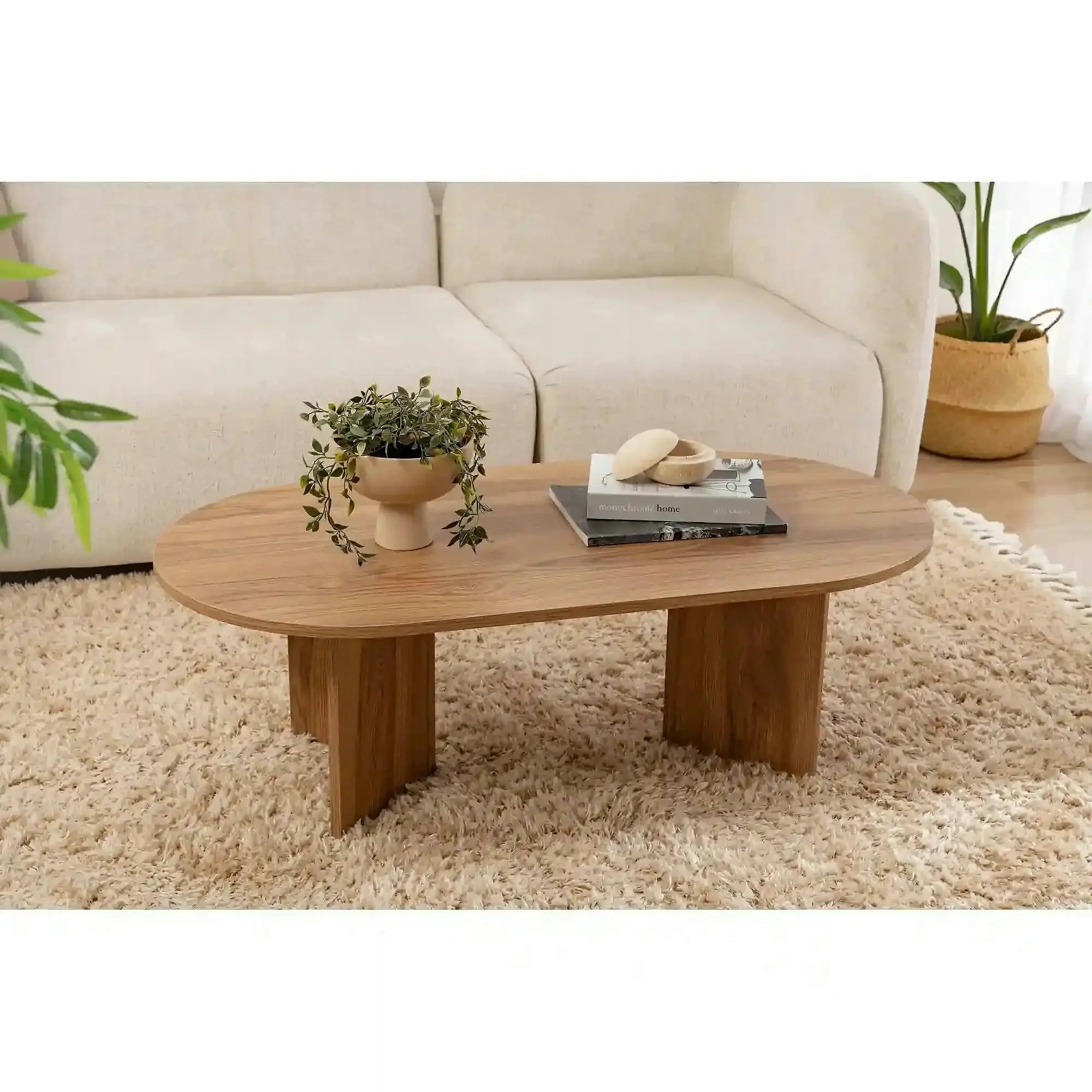 Masuta cafea OVAL, stejar, PAL, 120x40x60 cm