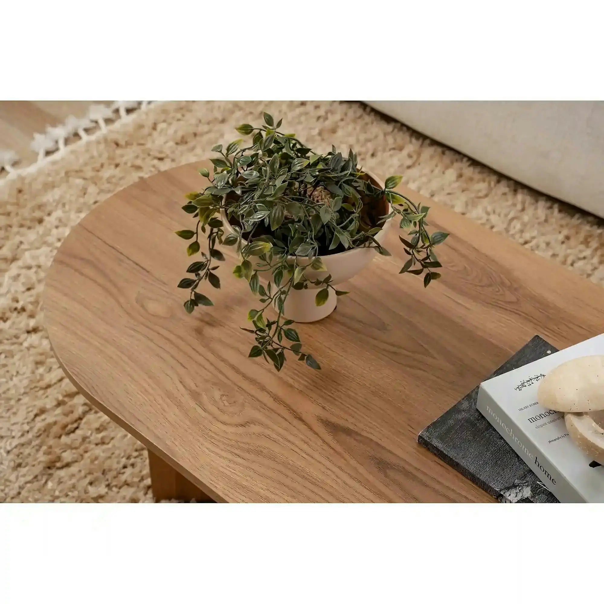 Masuta cafea OVAL, stejar, PAL, 120x40x60 cm
