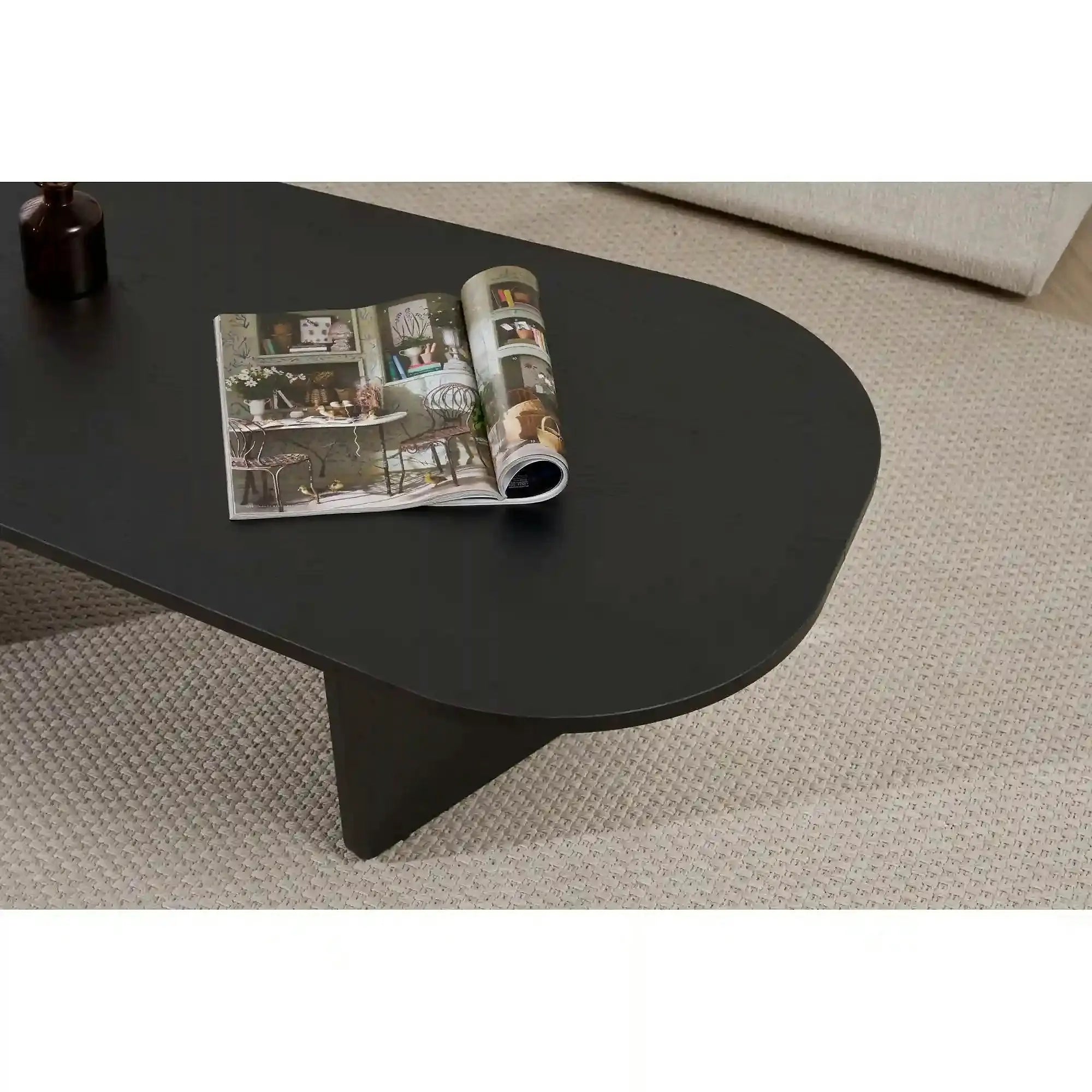 Masuta cafea OVALIS, negru, PAL, 130x65x40 cm