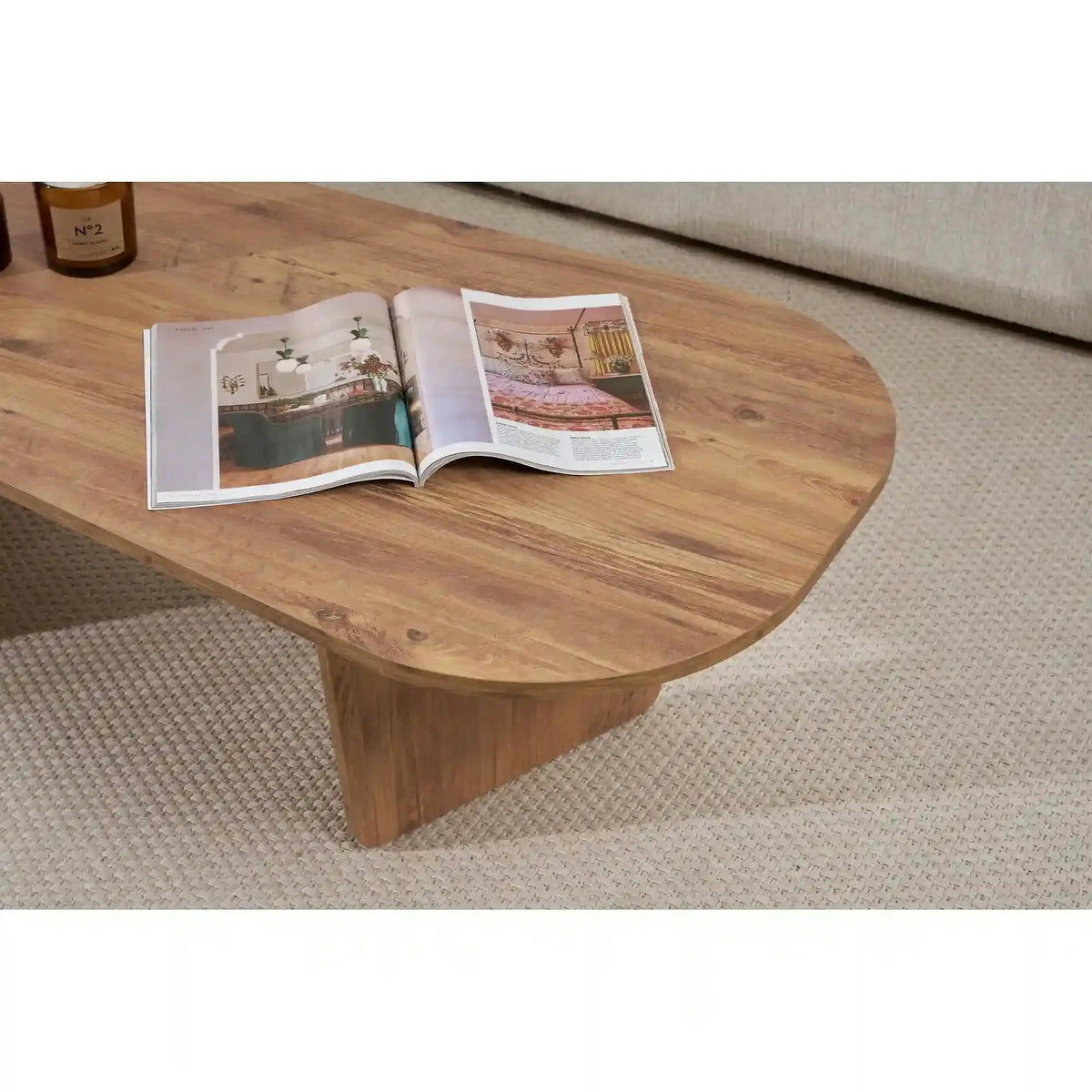 Masuta cafea OVALIS, pin, PAL, 130x65x40 cm