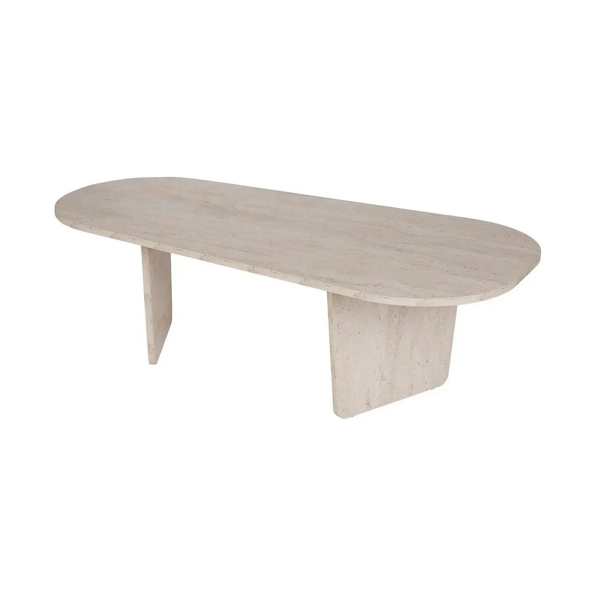 Masuta cafea OVALIS, travertin, PAL, 130x65x40 cm