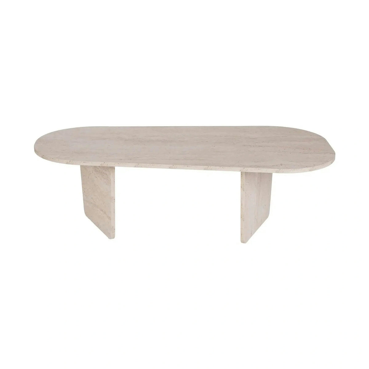 Masuta cafea OVALIS, travertin, PAL, 130x65x40 cm