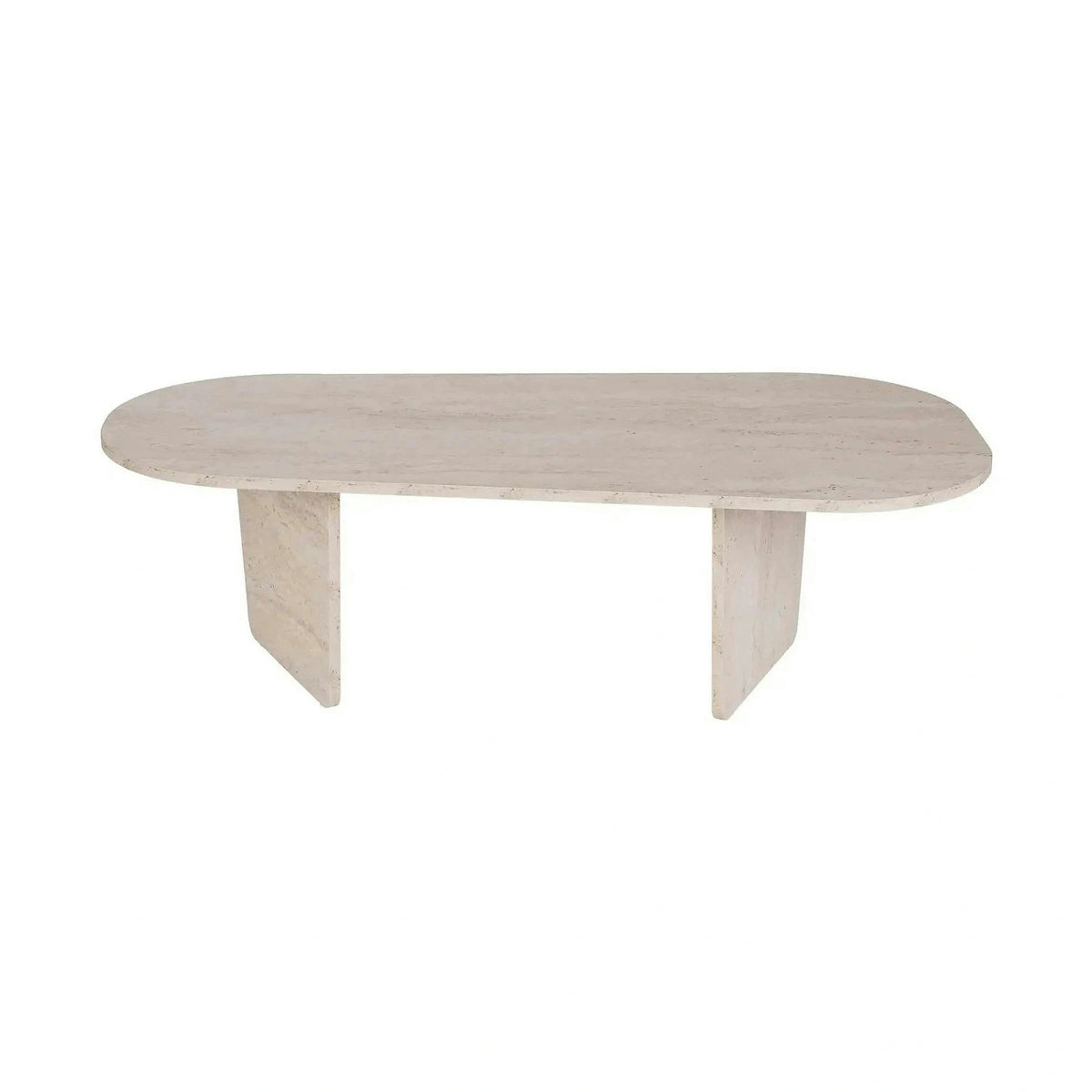 Masuta cafea OVALIS, travertin, PAL, 130x65x40 cm