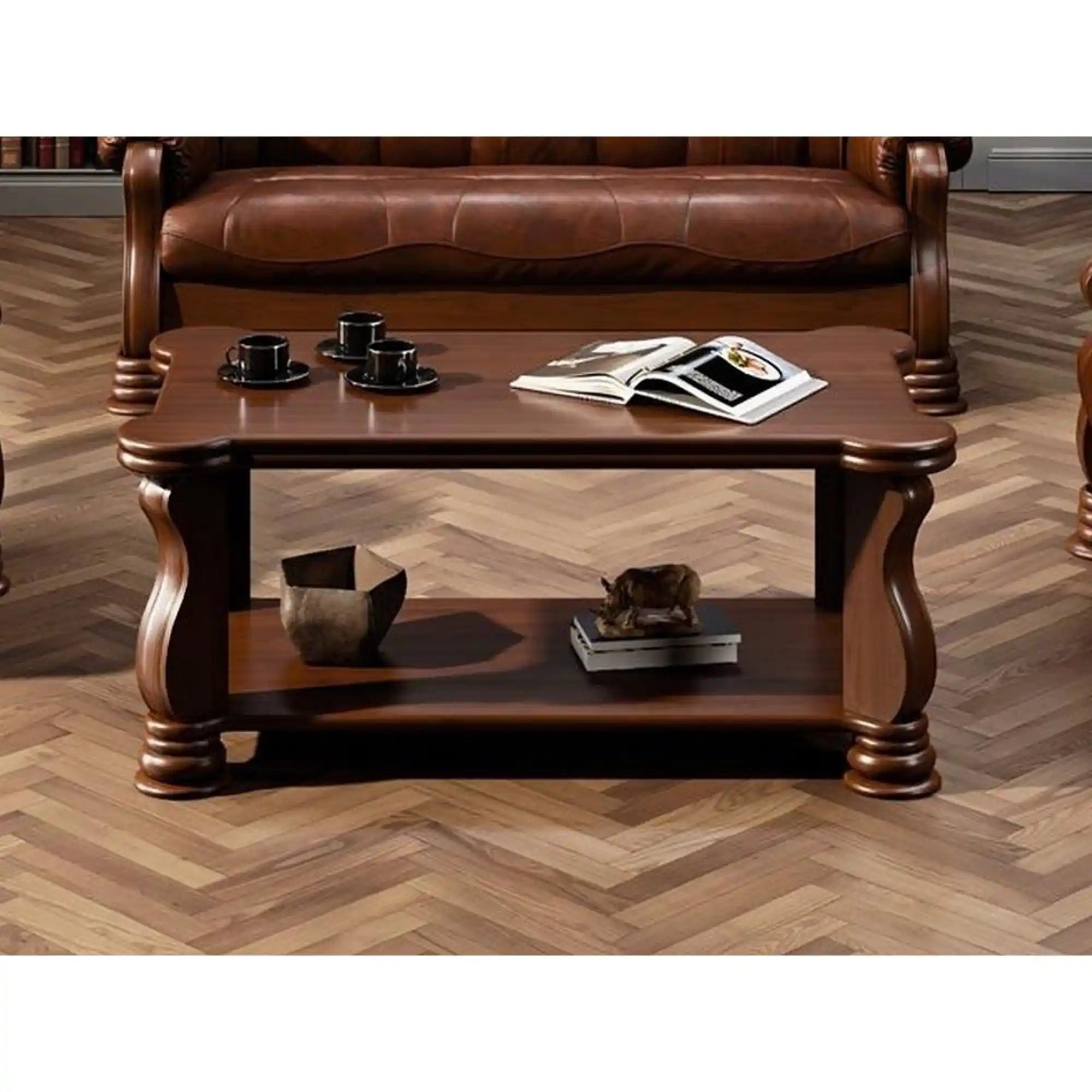 Masuta cafea PARMA, nuc inchis, lemn de fag, 125x70x58 cm