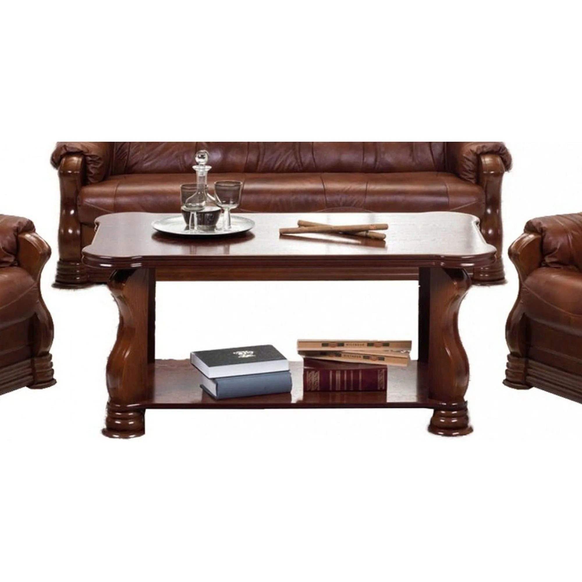 Masuta cafea PARMA, nuc inchis, lemn de fag, 125x70x58 cm