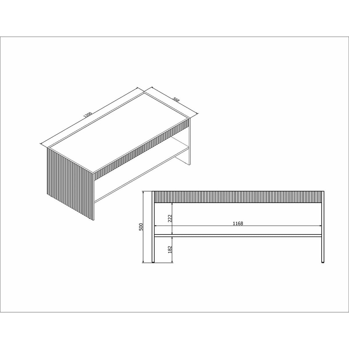 Masuta cafea PAXOS LAW-1, casmir, PAL laminat, 120x50x57 cm