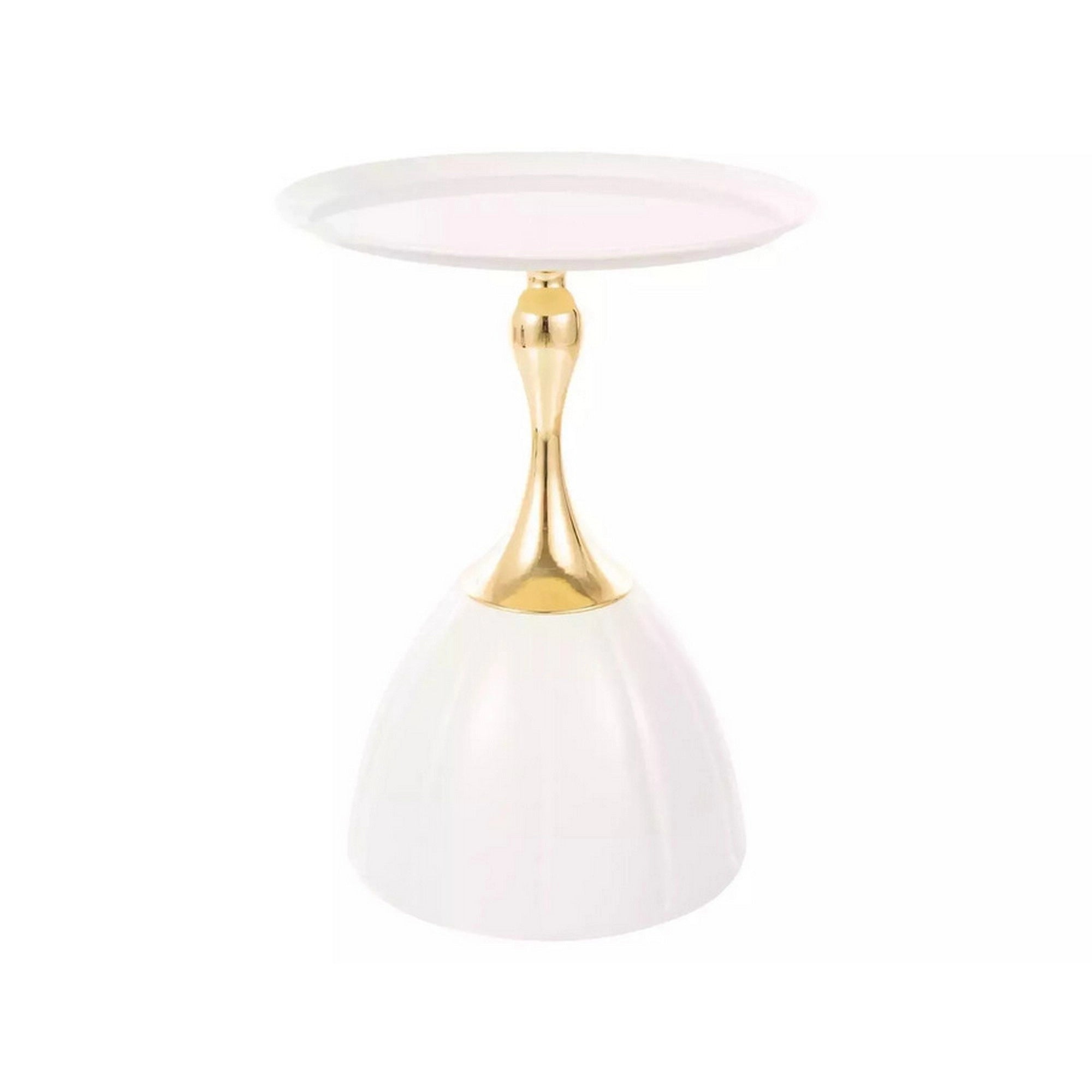 Masuta cafea PIANA, alb/auriu, metal, 38x50 cm