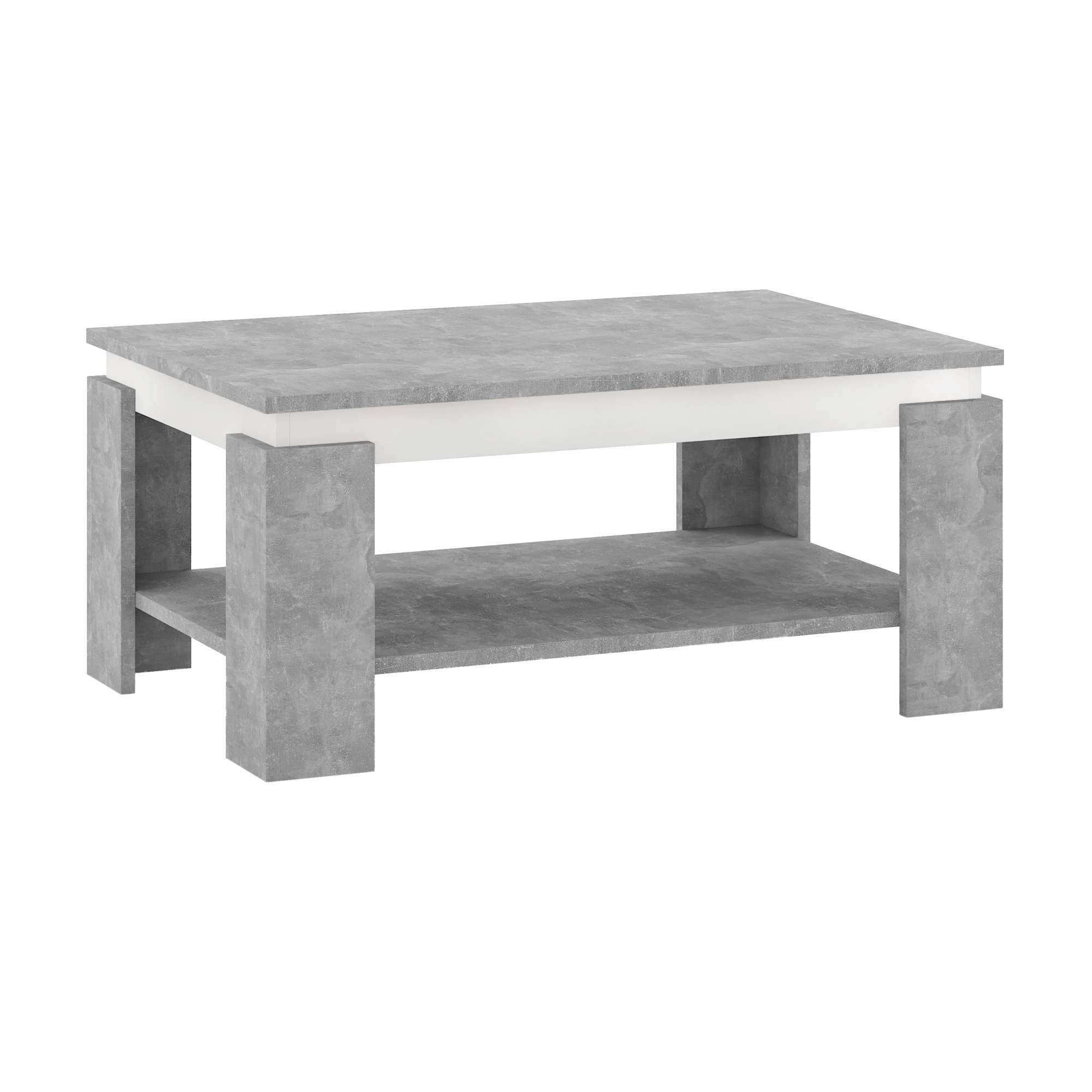 Masuta cafea PIANI, gri beton/alb, 90x60x41 cm