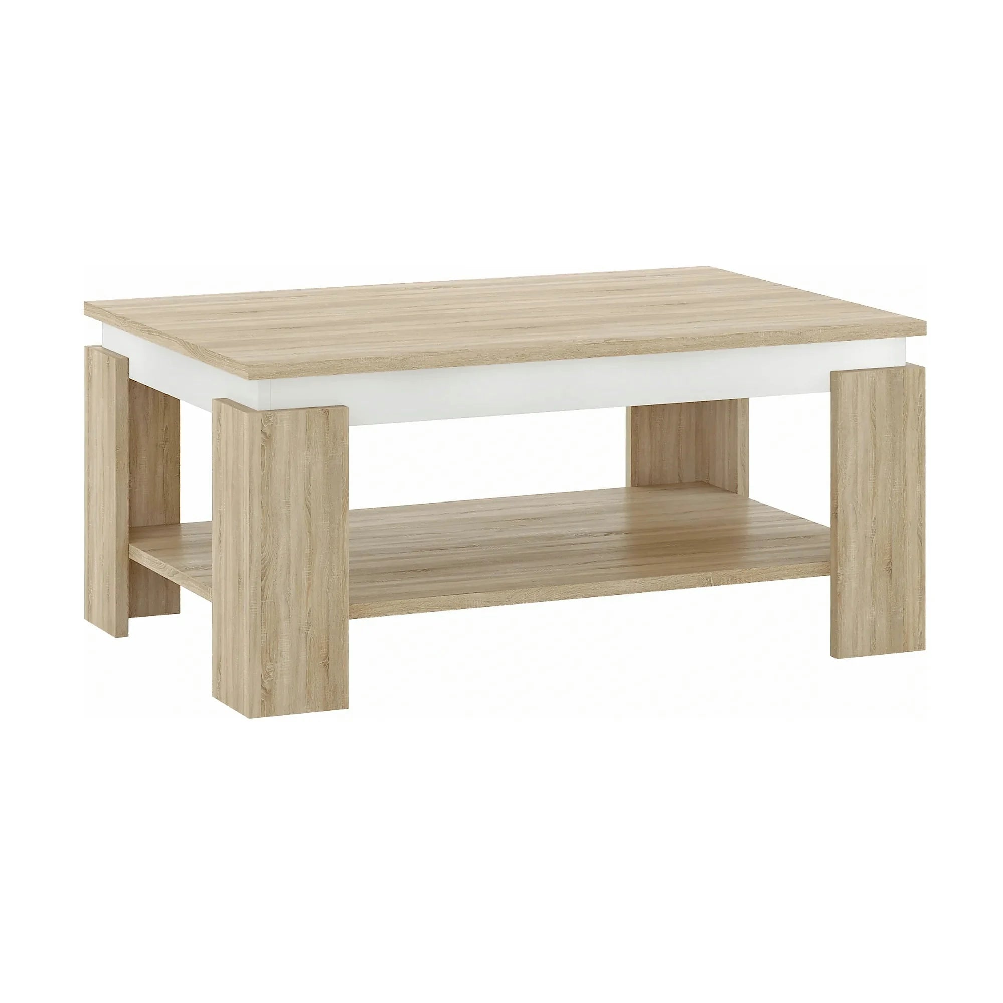 Masuta cafea PIANI, stejar sonoma/alb, 90x60x41 cm