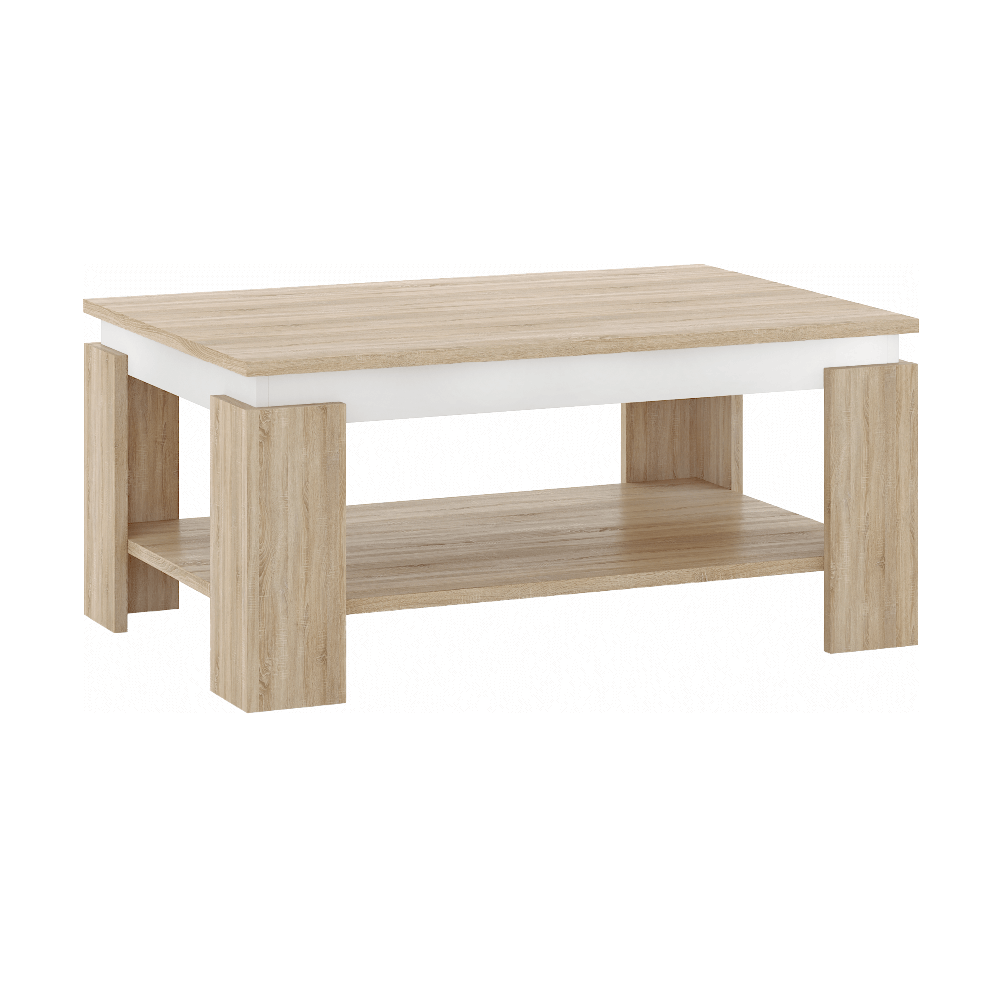 Masuta cafea PIANI, stejar sonoma/alb, 90x60x41 cm